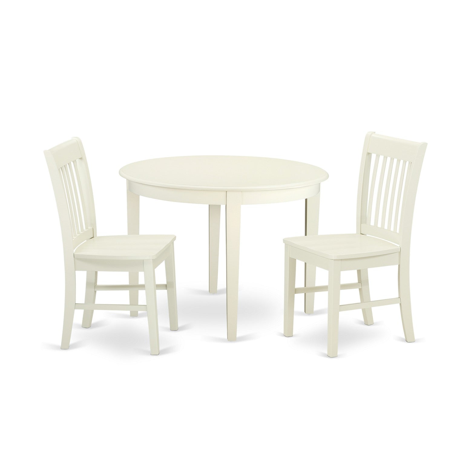 BONO3-WHI-W 3 Pc Kitchen table set with a Dining Table and 2 Faux Leather Kitchen Chairs in Linen White