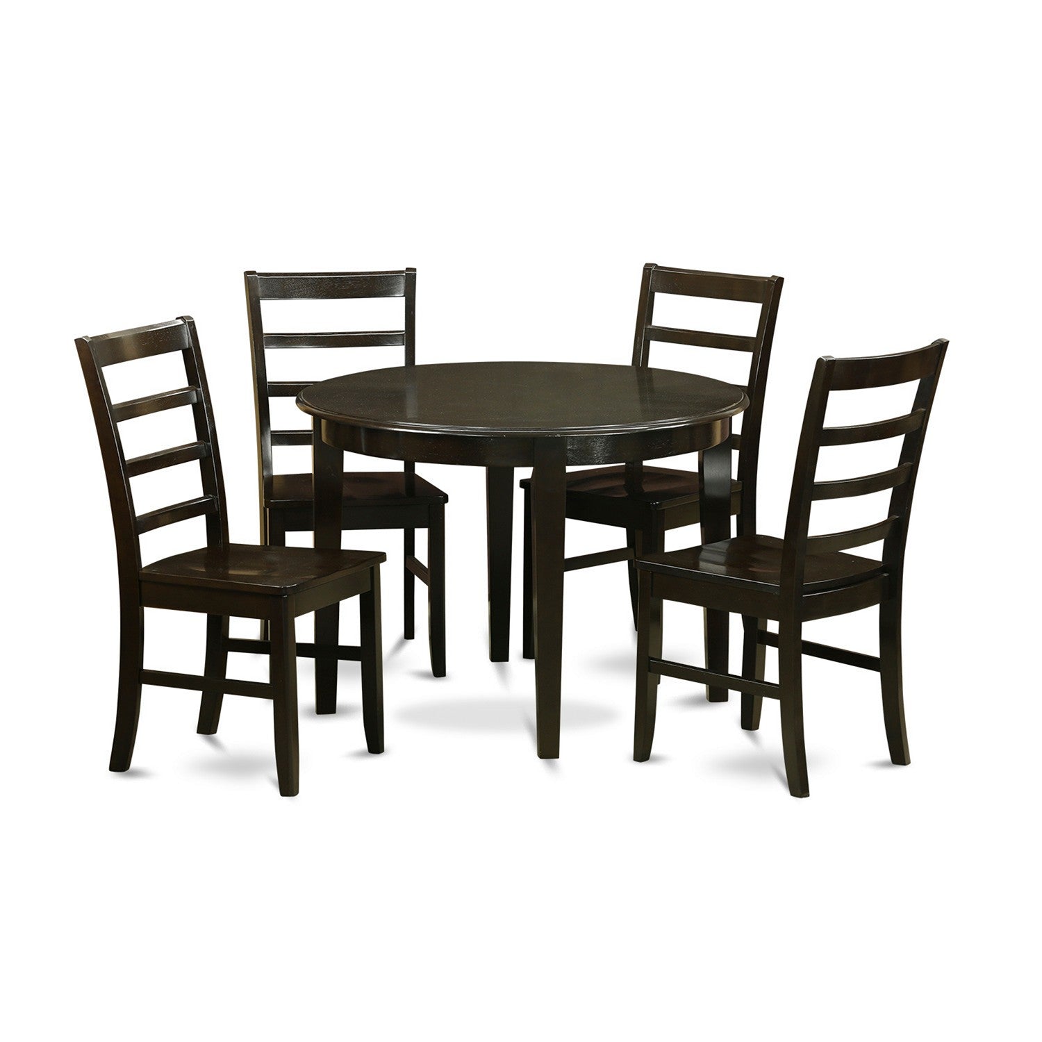 Juego de mesa de comedor de 5 piezas East West Furniture BOPF5-CAP-W para 4 personas. Incluye una mesa de cocina redonda y 4 sillas de comedor.
