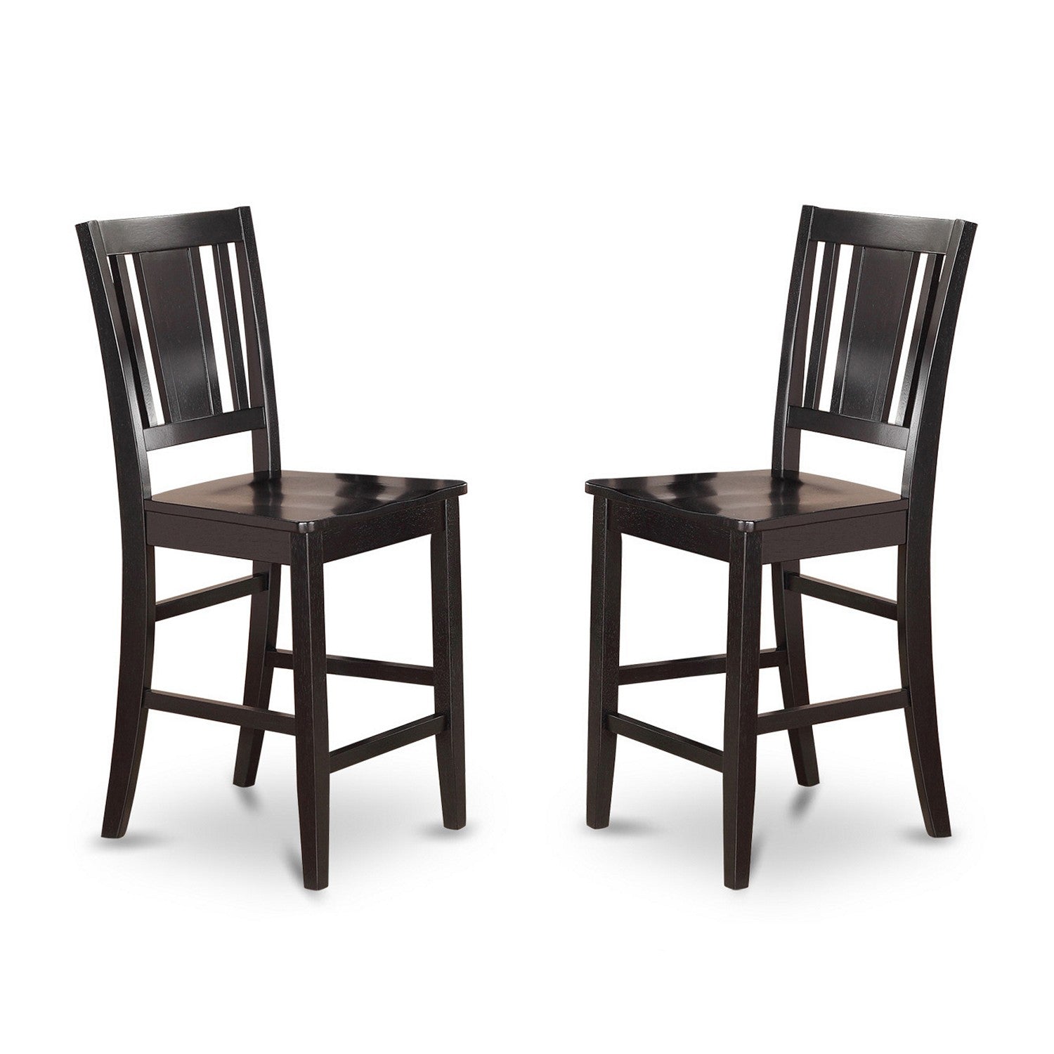 Taburetes de bar Buckland de altura de mostrador East West Furniture BUS-BLK-W - Sillas con respaldo de listones y asiento de madera maciza