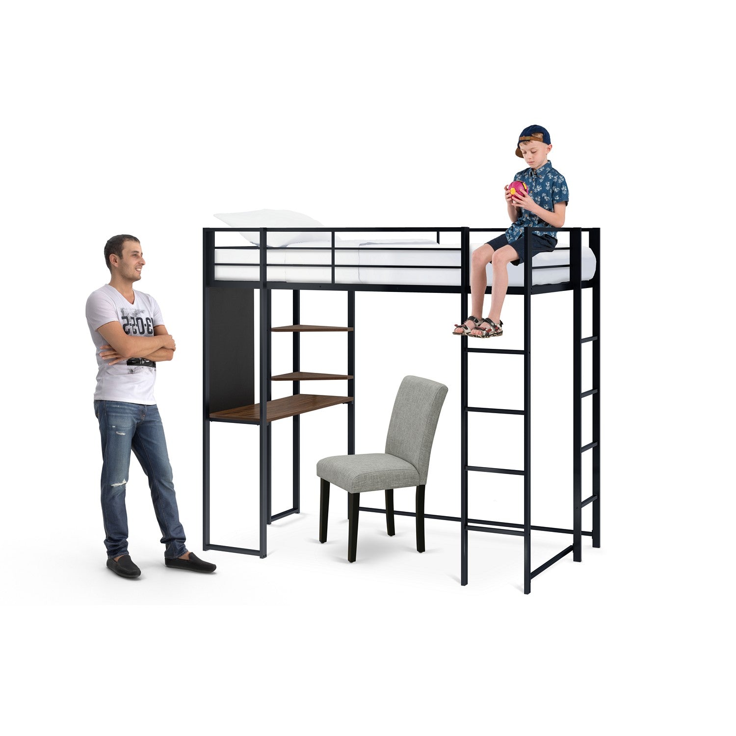 BUTLBLK Buckland Twin Loft Bed in powder coating black color