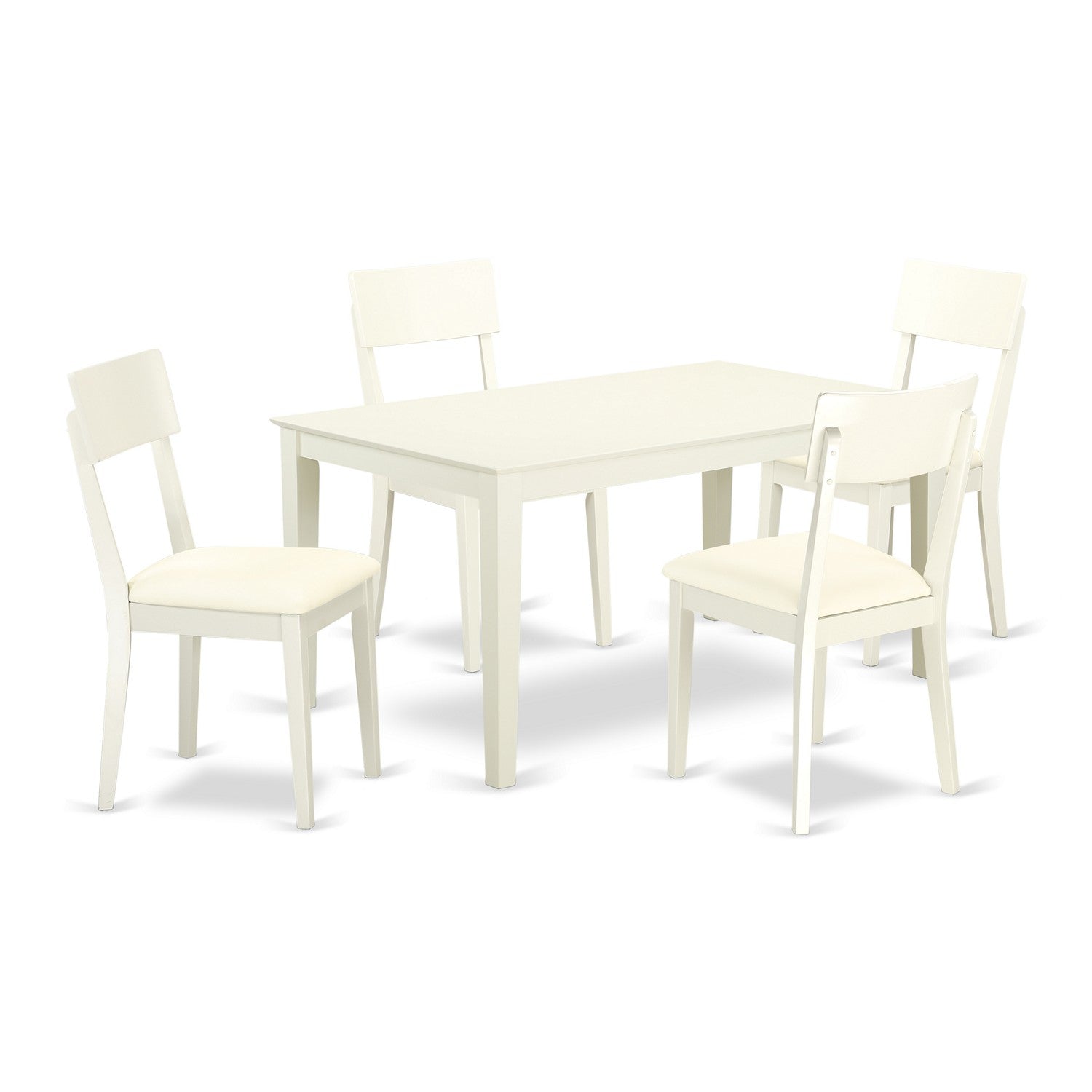 Juego de mesa de comedor de 5 piezas East West Furniture CAAD5-LWH-LC Incluye una mesa de cocina rectangular y 4 sillas de comedor tapizadas en piel sintética