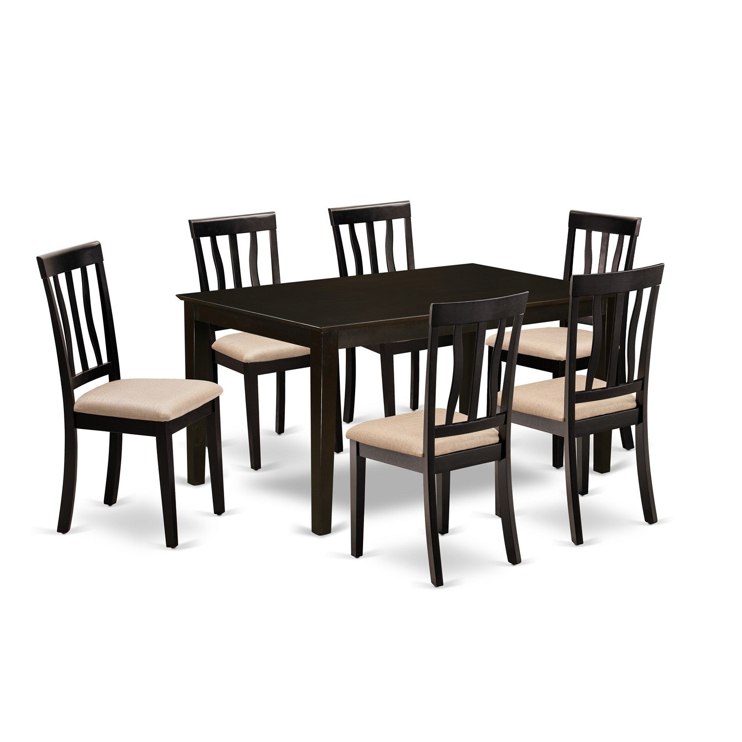 CAAN7-CAP-C 7 PC Dining room set for 6-Dining Table and 6 Dining Chairs