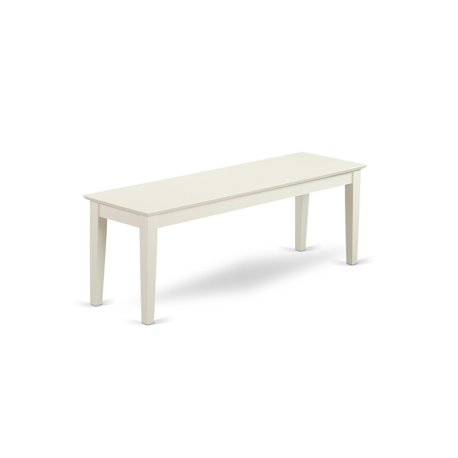 Juego de comedor de 6 piezas East West Furniture CAWE6-LWH-W. Contiene una mesa de comedor rectangular y 4 sillas de cocina con un banco.