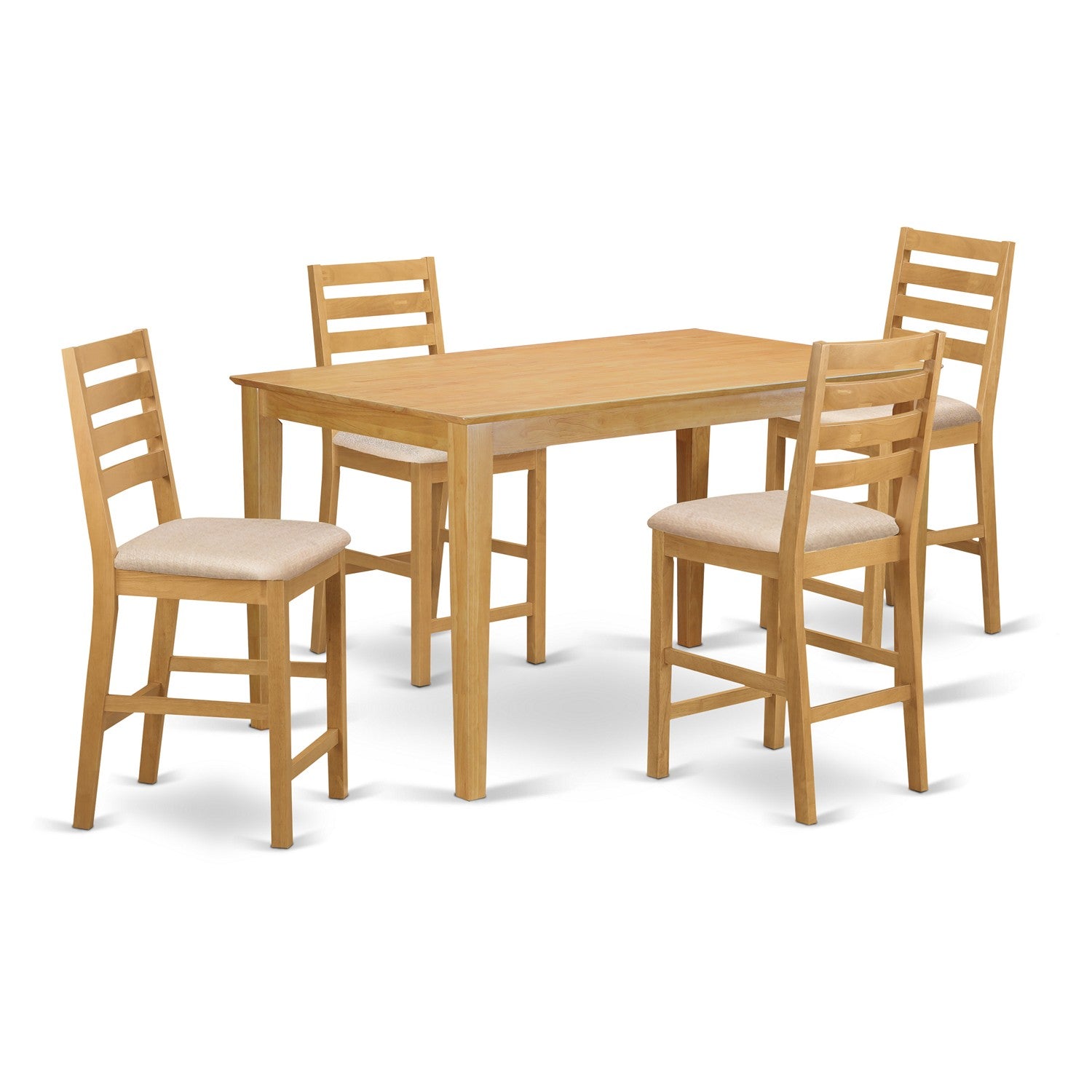 CACF5H-OAK-C 5 Pc counter height Table and chair set-pub Table and 4 counter height stool