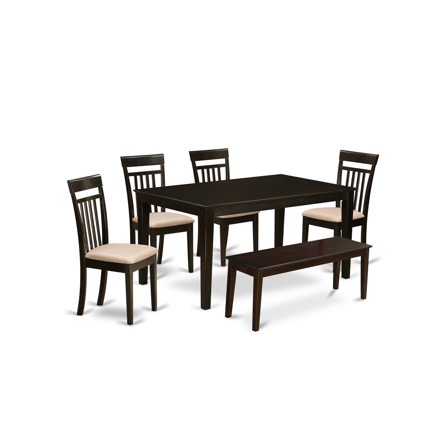 CAP6S-CAP-C 6 PC Dining room set-Top Kitchen Table and 4 Kitchen Chairs plus a bench