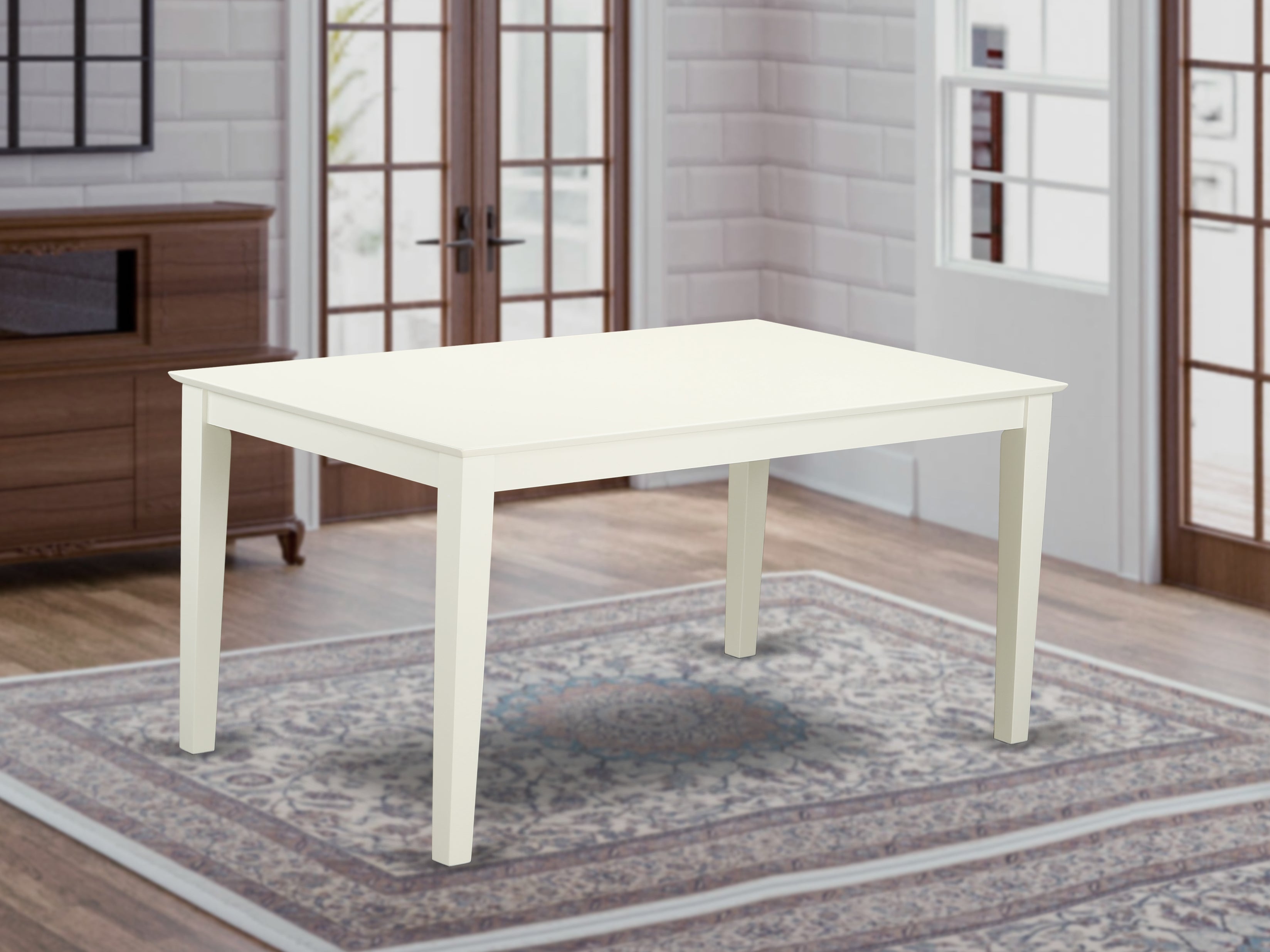 Mesa de comedor Capri CAT-LWH-S de East West Furniture: tablero rectangular de madera con patas resistentes