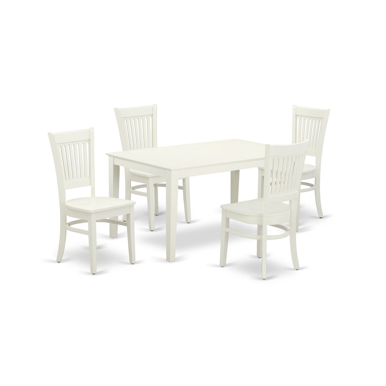 Juego de comedor de 5 piezas para 4 personas East West Furniture CAVA5-LWH-W Incluye una mesa de comedor rectangular y 4 sillas de comedor