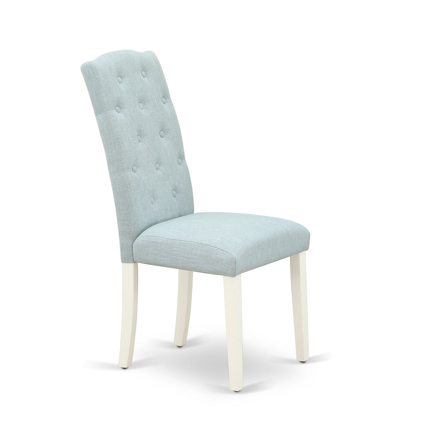 HLCE3-LWH-15 3Pc Dinette Set Includes a Rounded Kitchen Table and Two Parson Chairs with Baby Blue Fabric, Linen White Finish