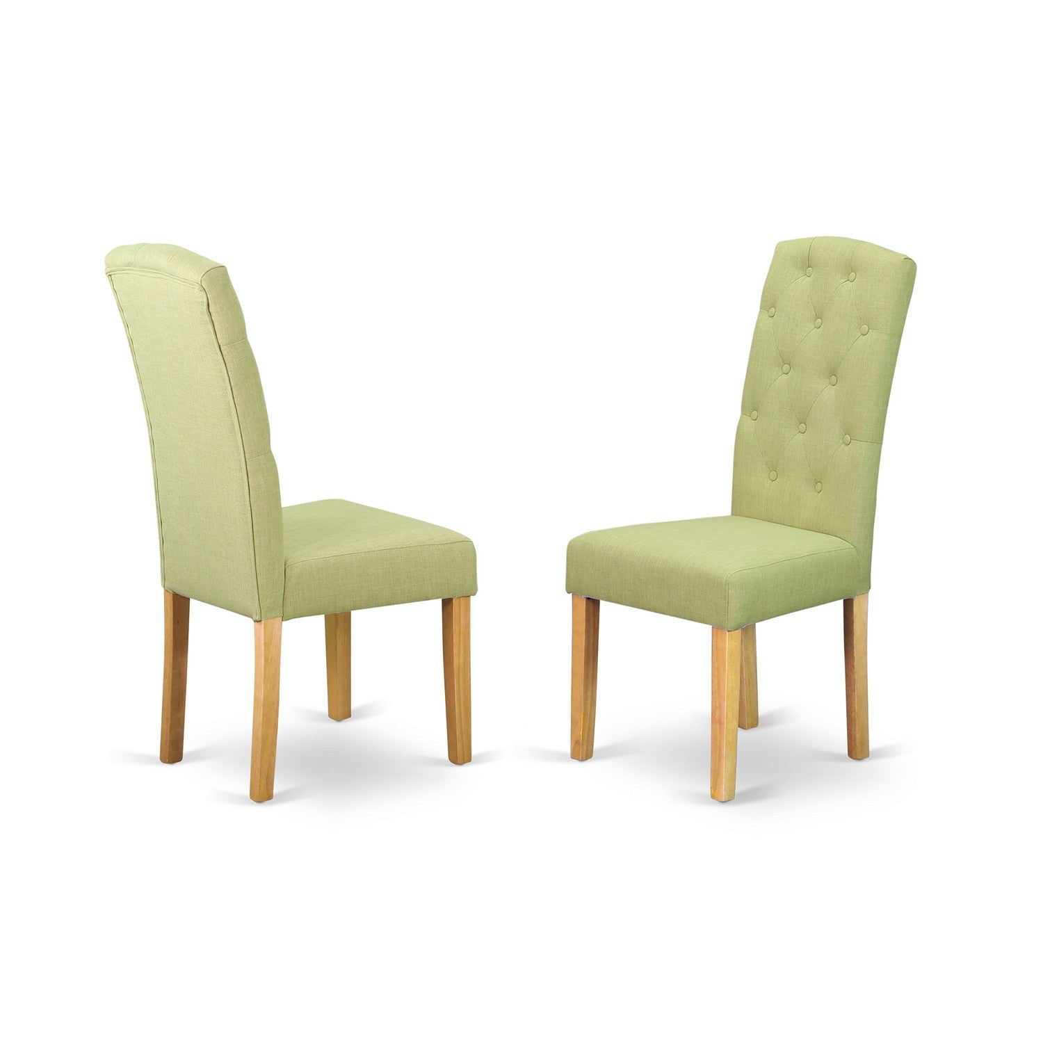 Juego de mesa de comedor moderna de 3 piezas East West Furniture MZCE3-OAK-07. Incluye una mesa rectangular de madera con alas abatibles y dos sillas de comedor Parsons de tela de lino Limelight.