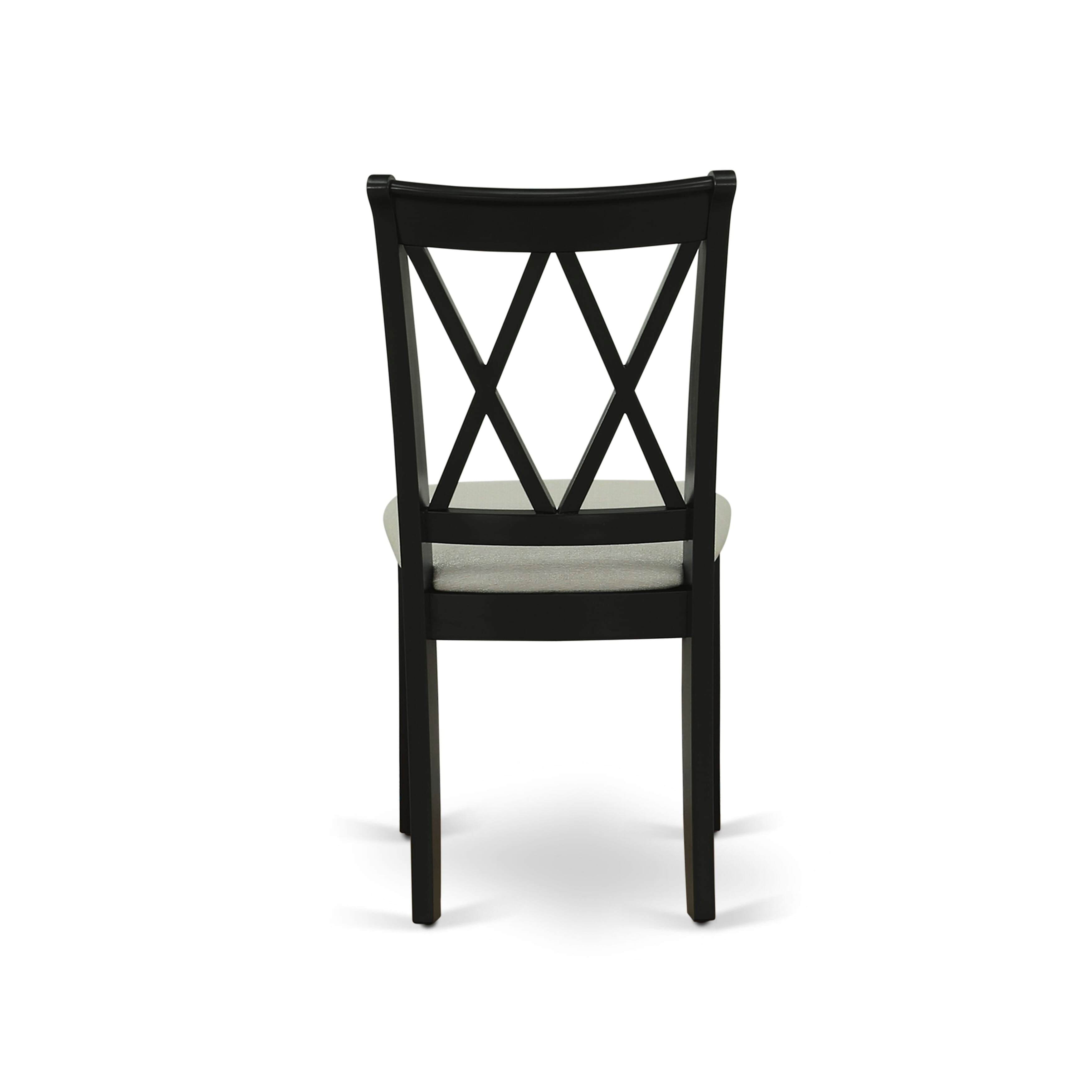 East West Furniture ESCL3-BCH-C 3-Piece Dining Table SetInclude a Dining Table and 2 Linen Fabric Dining Room Chairs with Double X Back - Black Finish