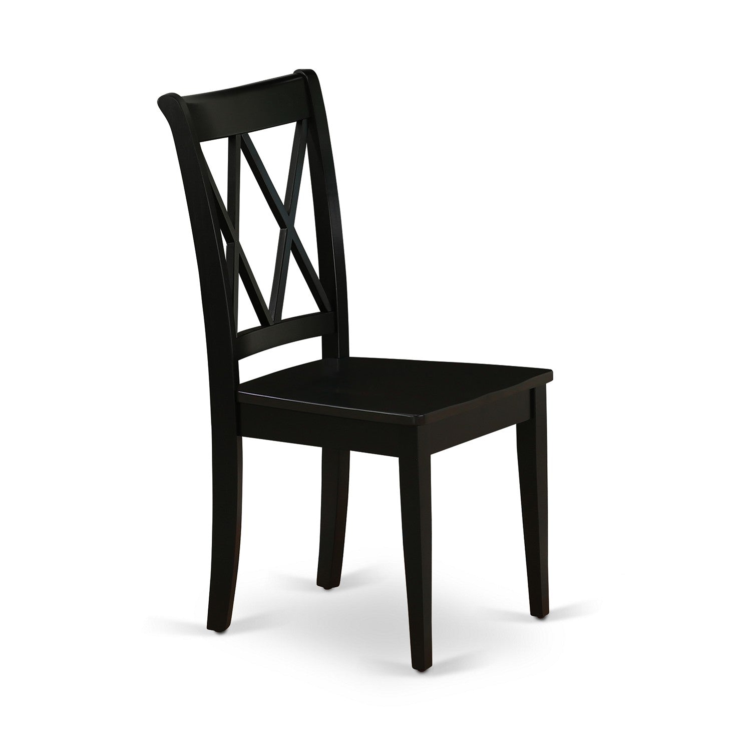 SHCL5-BLK-W 5Pc Round 42 Inch Family Table And Four Wood Seat Dining Chairs