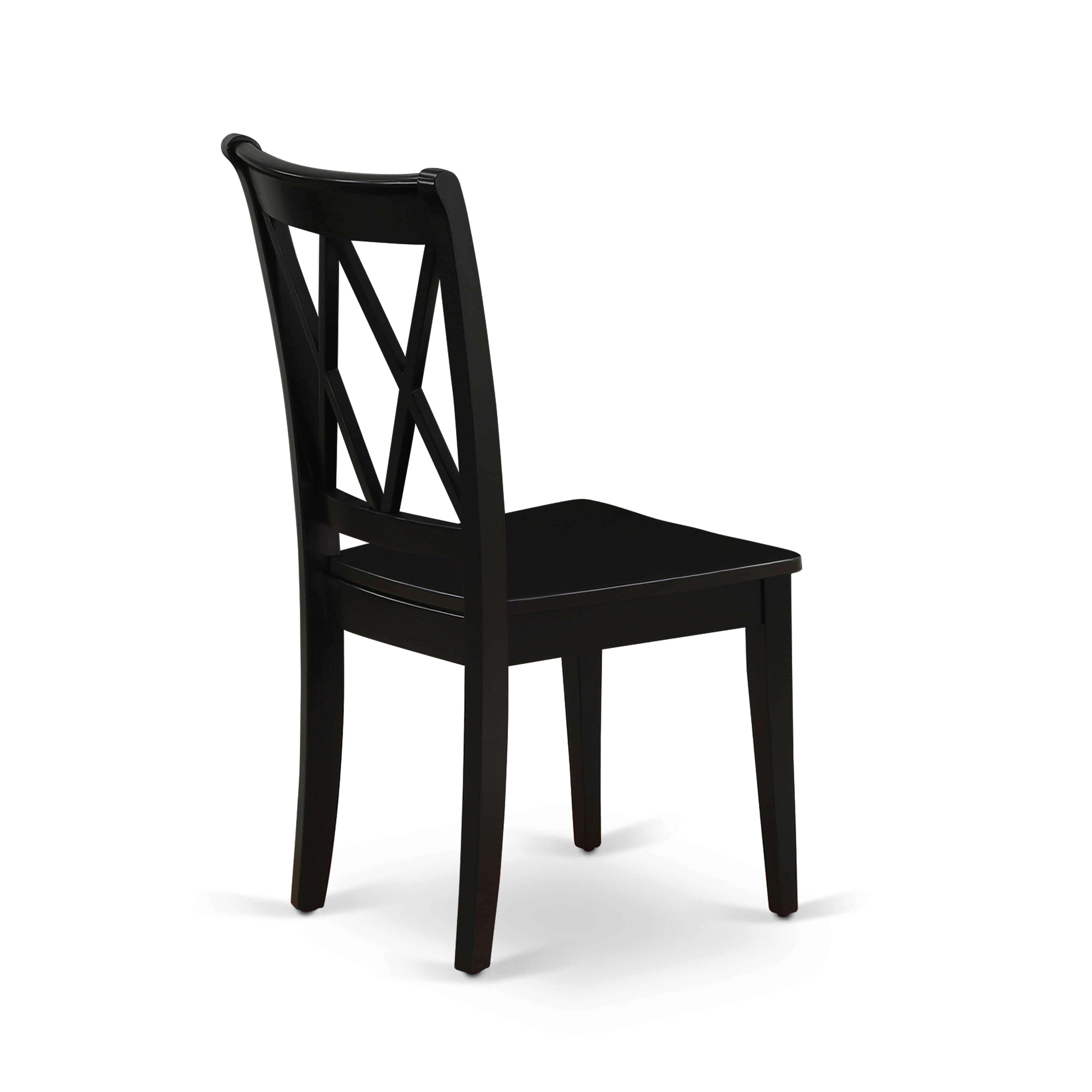 East West Furniture AMCL3-BCH-W 3-Piece Dinning Room Set Contains a Wooden Table and 2 Wooden Dining Chairs with Double-X Back - Black Finish