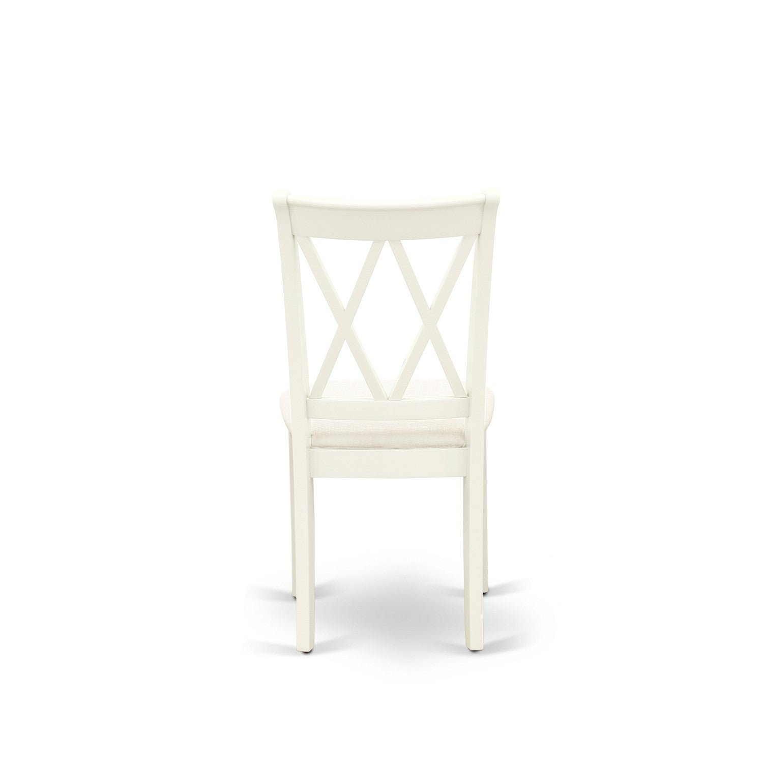 CACL7-LWH-C 7Pc Dinette Set Includes a Rectangular Kitchen Table and Six Double X Back Linen seat Dining Chairs, Linen White Finish