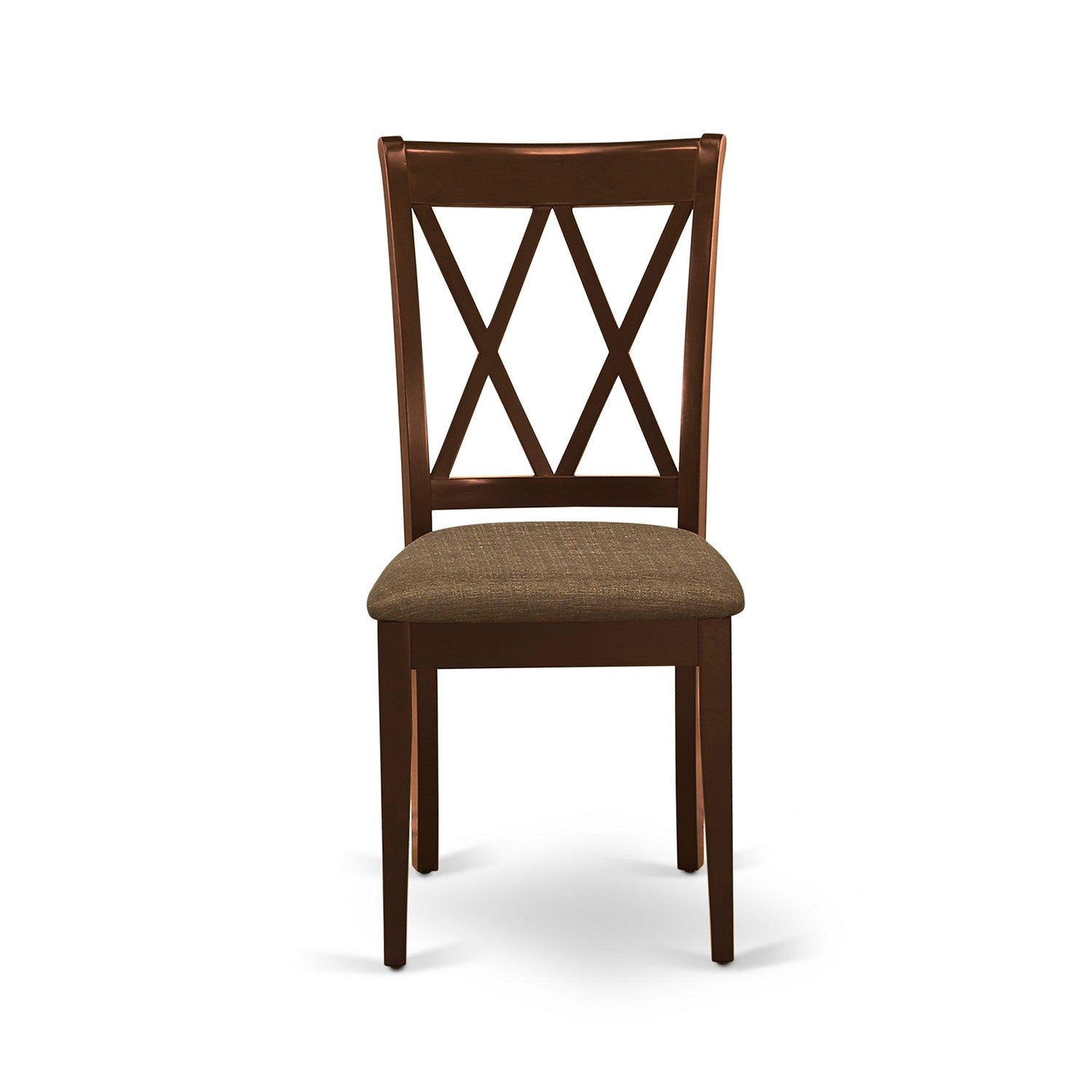 DOCL9-MAH-C 9Pc Dining Set Includes a Rectangle Dinette Table with Butterfly Leaf and Eight Double X Back Linen seat Kitchen Chairs, Mahogany Finish