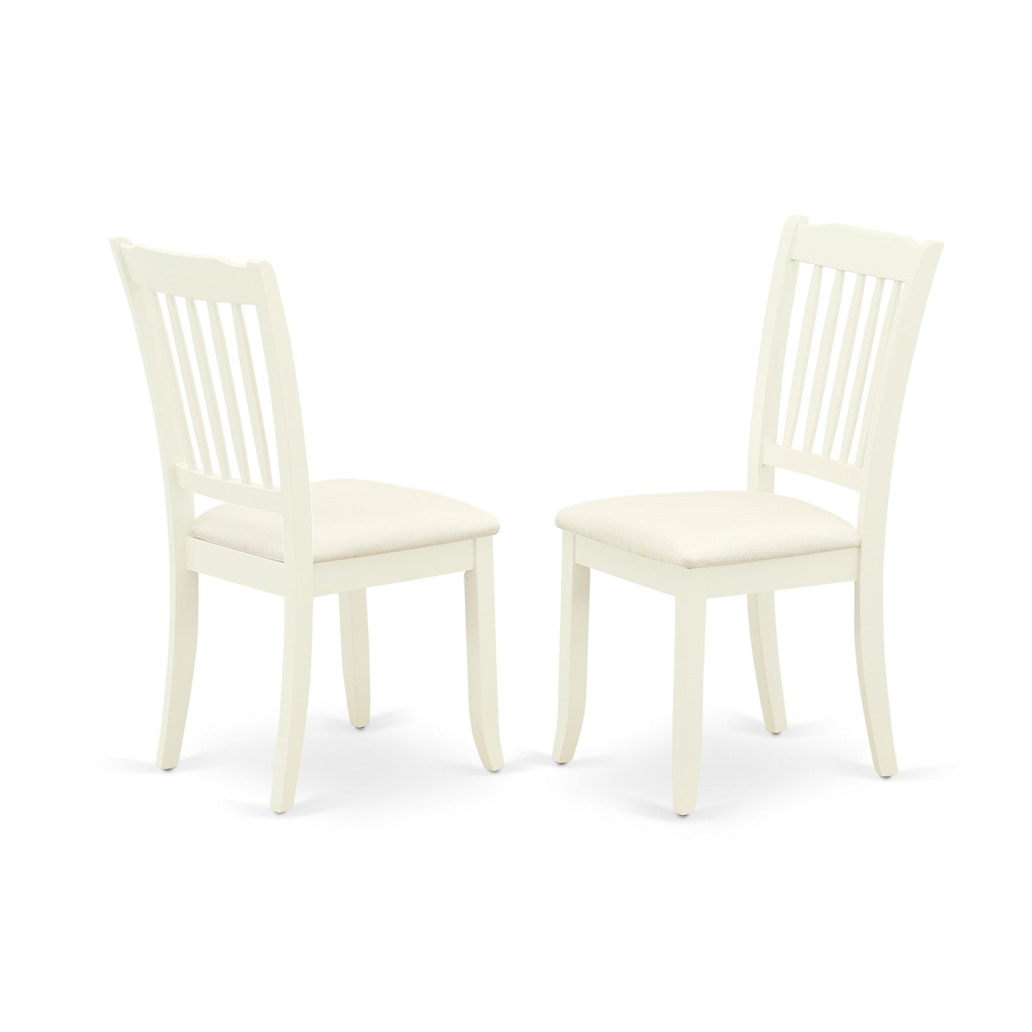 Juego de mesa y sillas de cocina de 7 piezas CADA7-LWH-C de East West Furniture. Incluye una mesa de comedor rectangular y 6 sillas de comedor tapizadas en tela de lino.