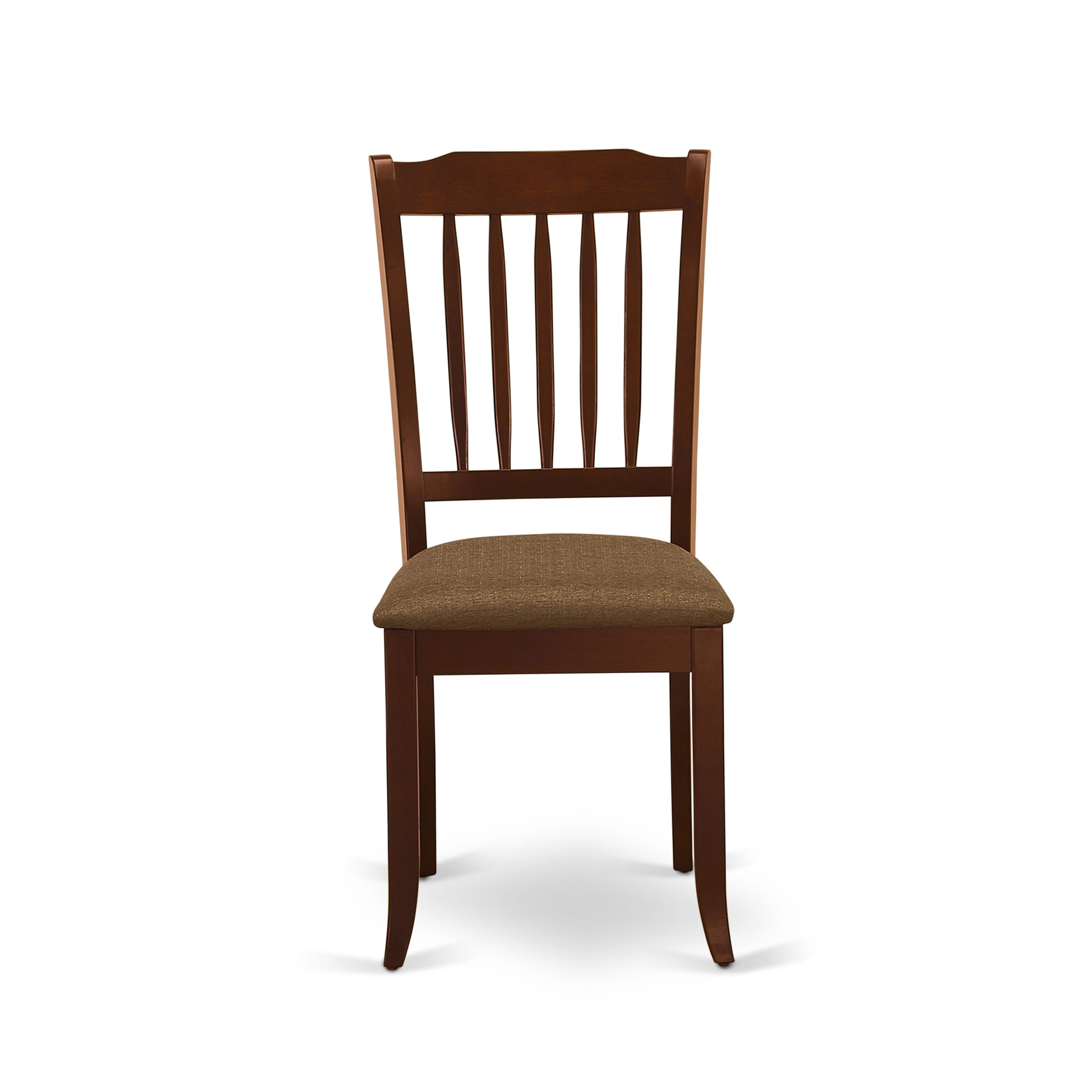 El juego de mesa de comedor de 5 piezas NDDA5-MAH-C de East West Furniture incluye una mesa de cocina rectangular con alas abatibles y 4 sillas de comedor tapizadas en tela de lino.