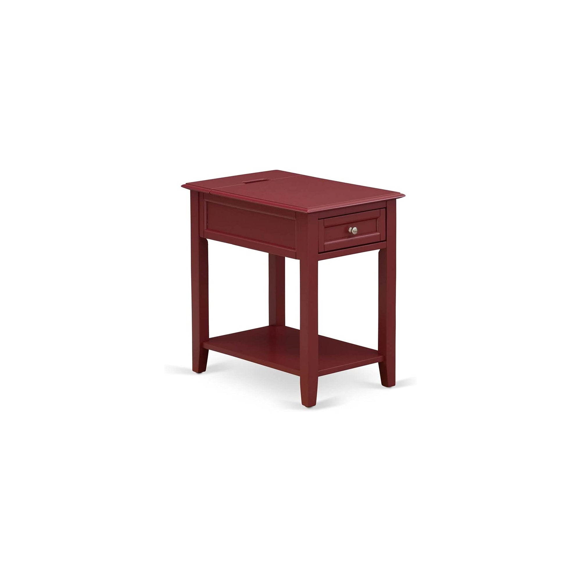 East West Furniture NL14Q-2DE13 3 Piece Queen Size Bedroom Set - Button Tufted Bed Frame - Brown Taupe Velvet Fabric Upholstered Headboard and a Burgundy Finish Nightstand