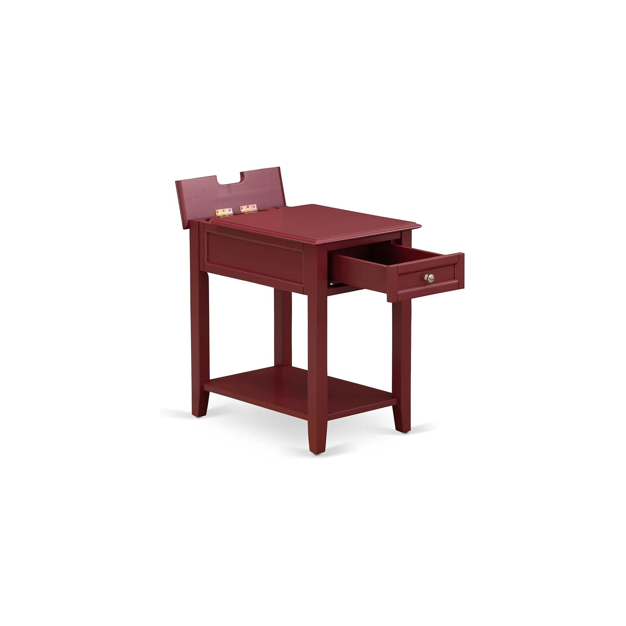 East West Furniture NL14Q-2DE13 3 Piece Queen Size Bedroom Set - Button Tufted Bed Frame - Brown Taupe Velvet Fabric Upholstered Headboard and a Burgundy Finish Nightstand