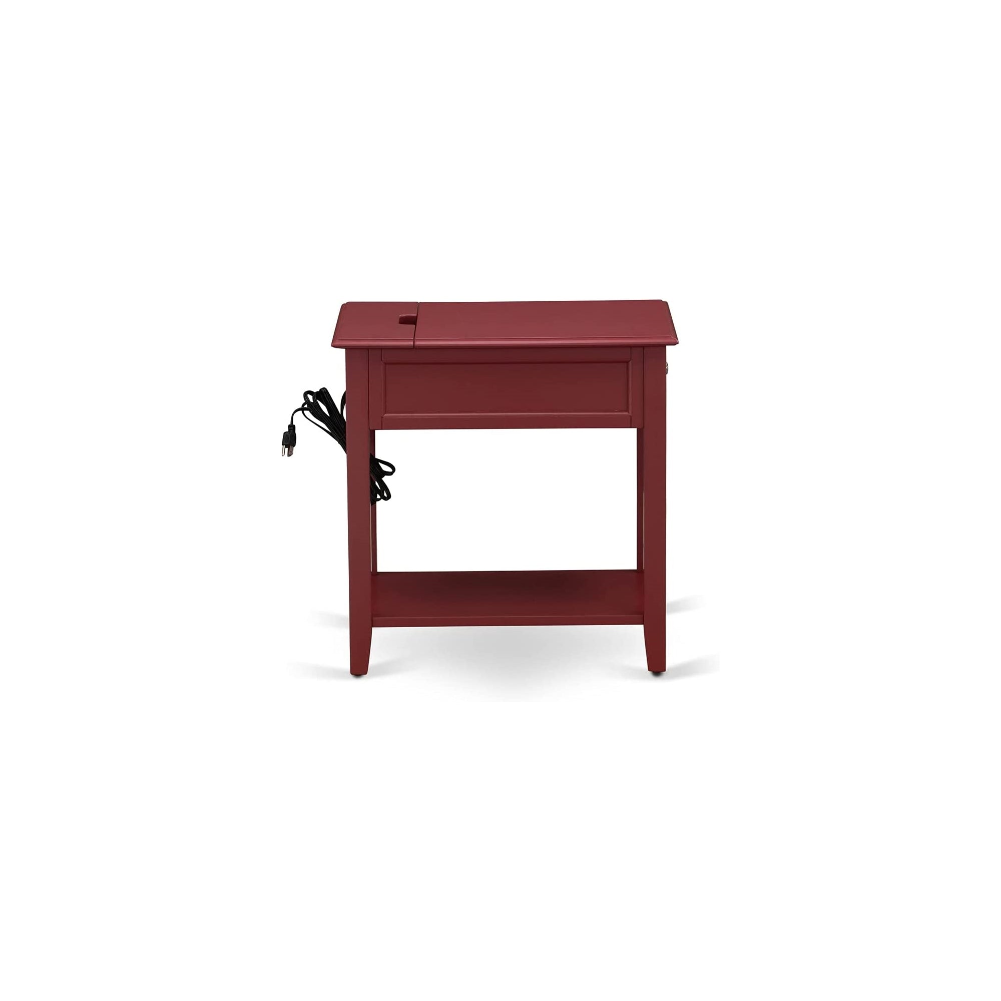 East West Furniture NL14Q-2DE13 3 Piece Queen Size Bedroom Set - Button Tufted Bed Frame - Brown Taupe Velvet Fabric Upholstered Headboard and a Burgundy Finish Nightstand