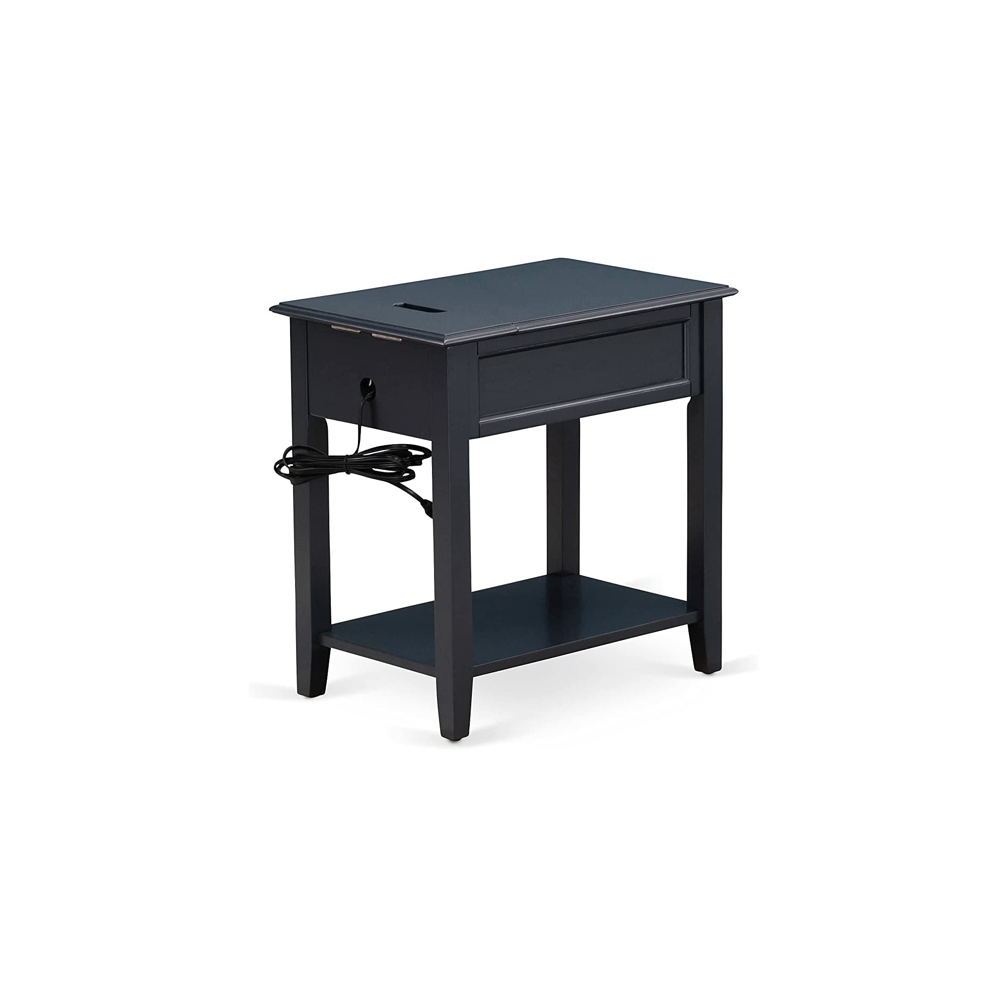 Juego de dormitorio Fannin King de 3 piezas East West Furniture FN11K-2DE15 con una base King y dos mesitas de noche modernas - Fabricación confiable y duradera - Tela de lino azul denim