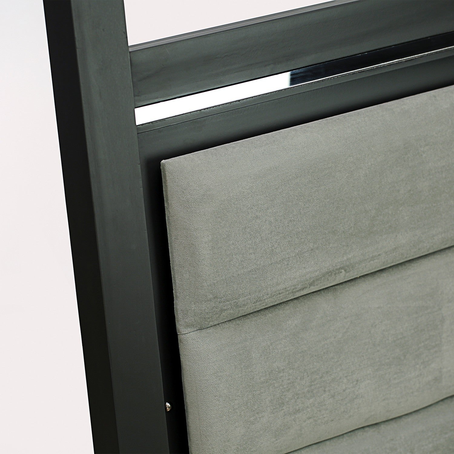 East West Furniture DE20-K00DM0 3 Piece King Size Bed Set with 1 Bed Frame, 1 Wood Dresser and a Bedroom Mirror - Brushed Gray Finish
