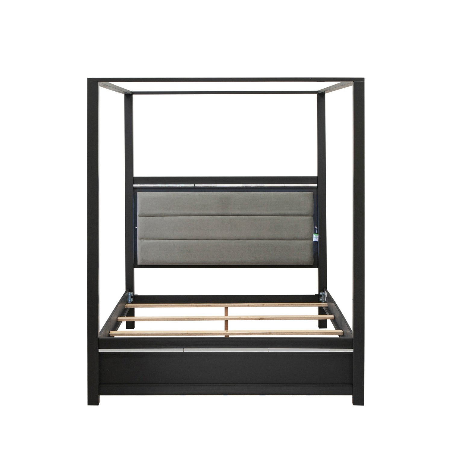 Juego de dormitorio moderno Denali de 3 piezas, modelo DE20-Q2N000 de East West Furniture: una cama y dos mesitas de noche, acabado gris cepillado.