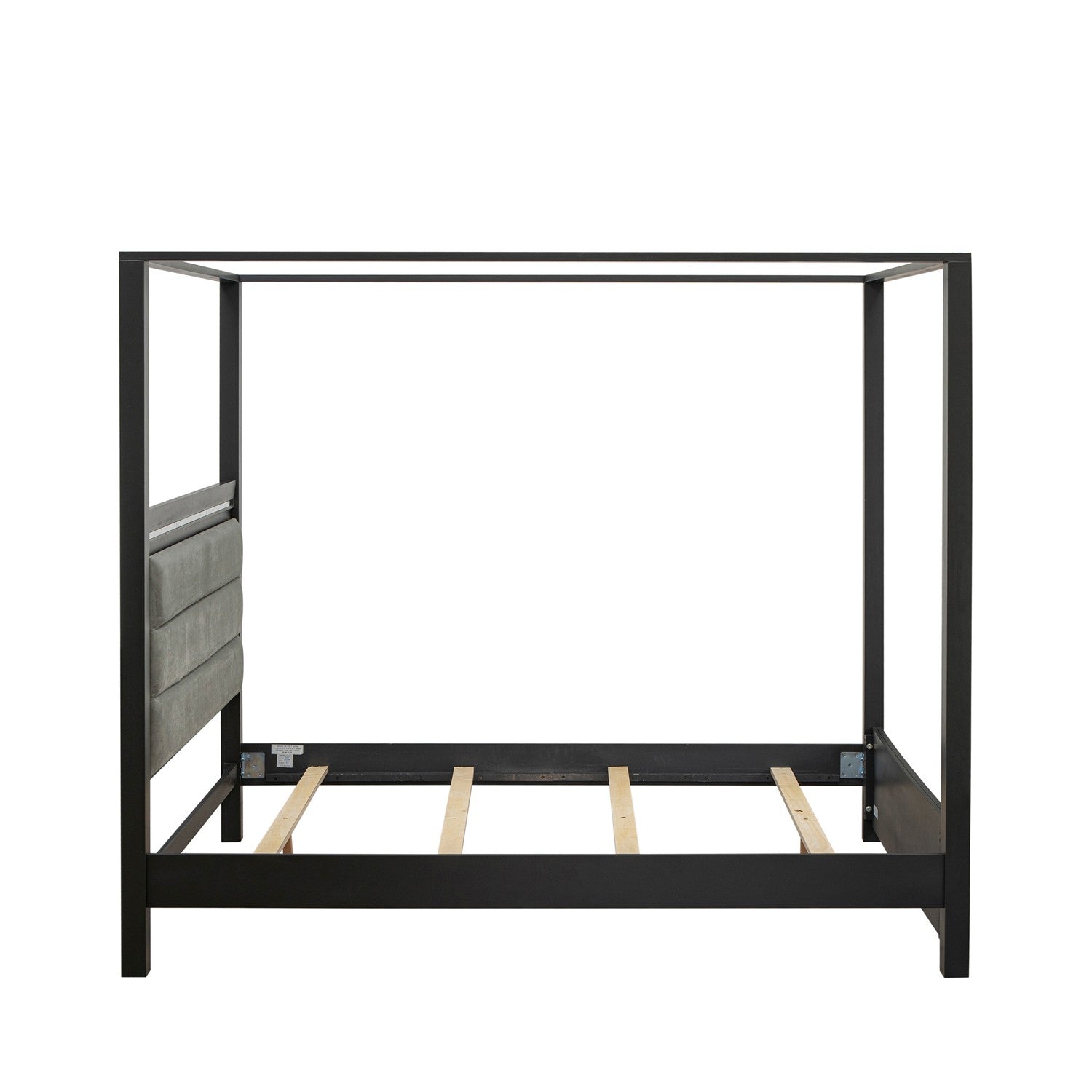 Juego de dormitorio moderno Denali de 3 piezas, modelo DE20-Q2N000 de East West Furniture: una cama y dos mesitas de noche, acabado gris cepillado.
