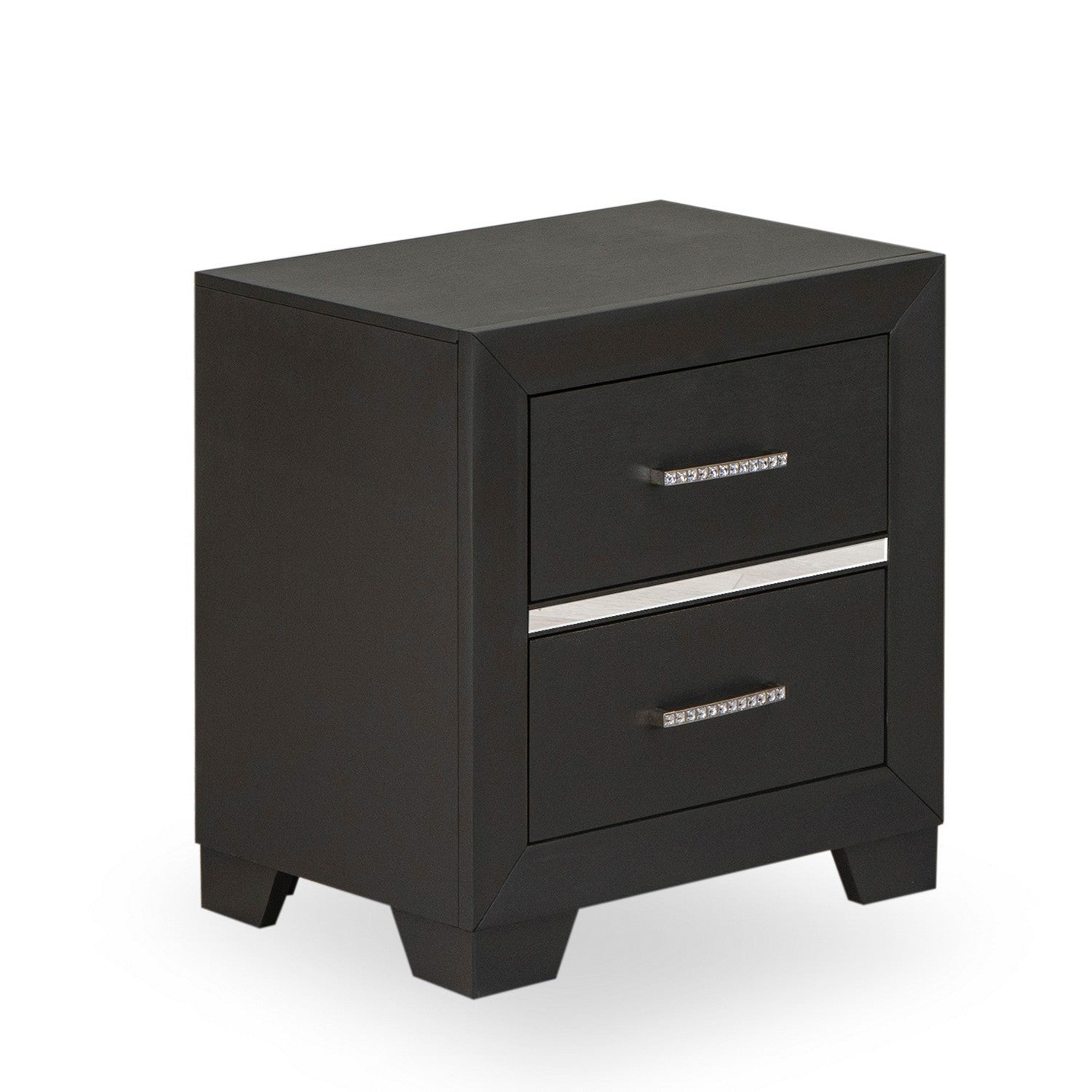 Juego de dormitorio moderno Denali de 2 piezas East West Furniture DE20-Q1N000: una cama tamaño queen y una mesita de noche, acabado gris cepillado.
