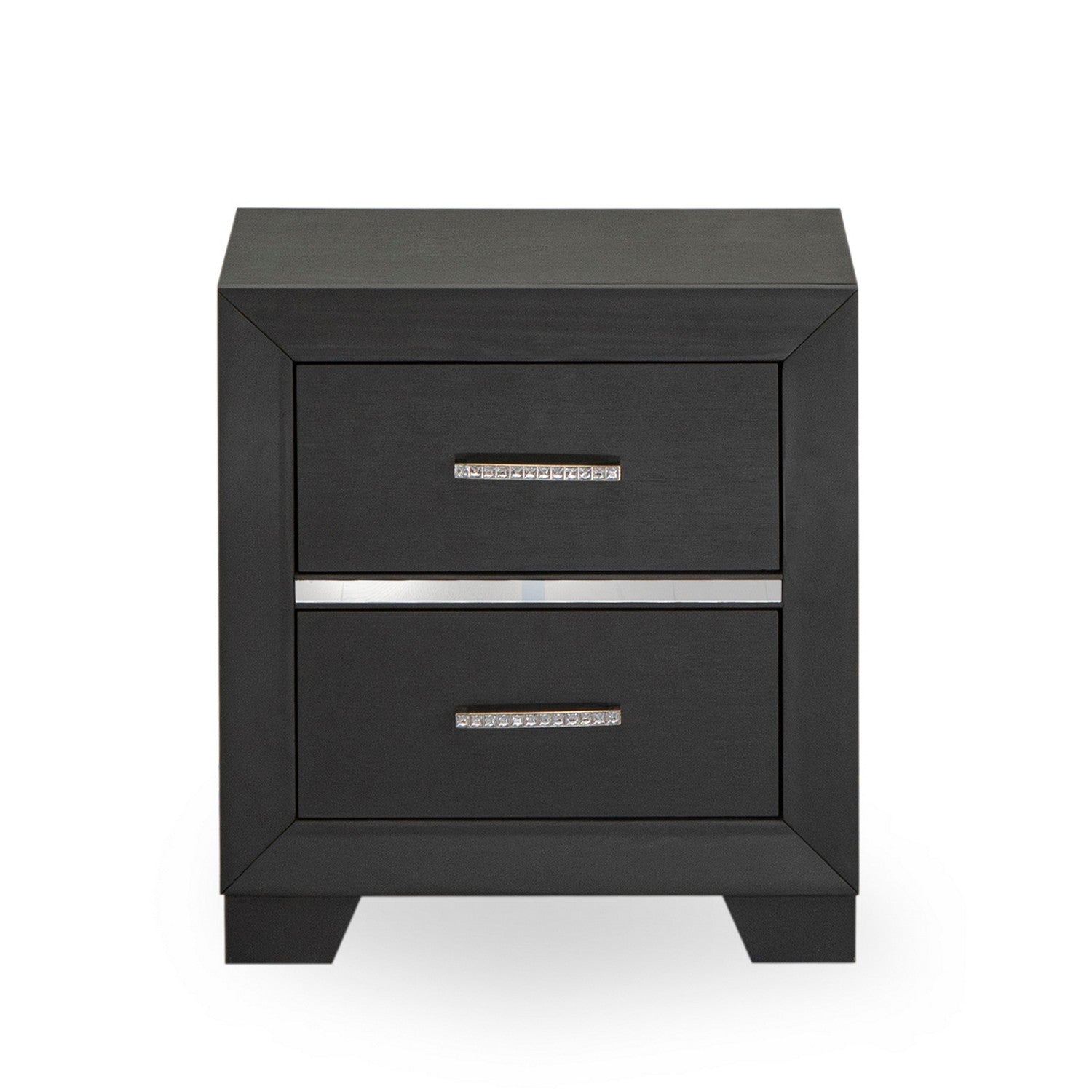 Juego de dormitorio moderno Denali de 3 piezas, modelo DE20-Q2N000 de East West Furniture: una cama y dos mesitas de noche, acabado gris cepillado.