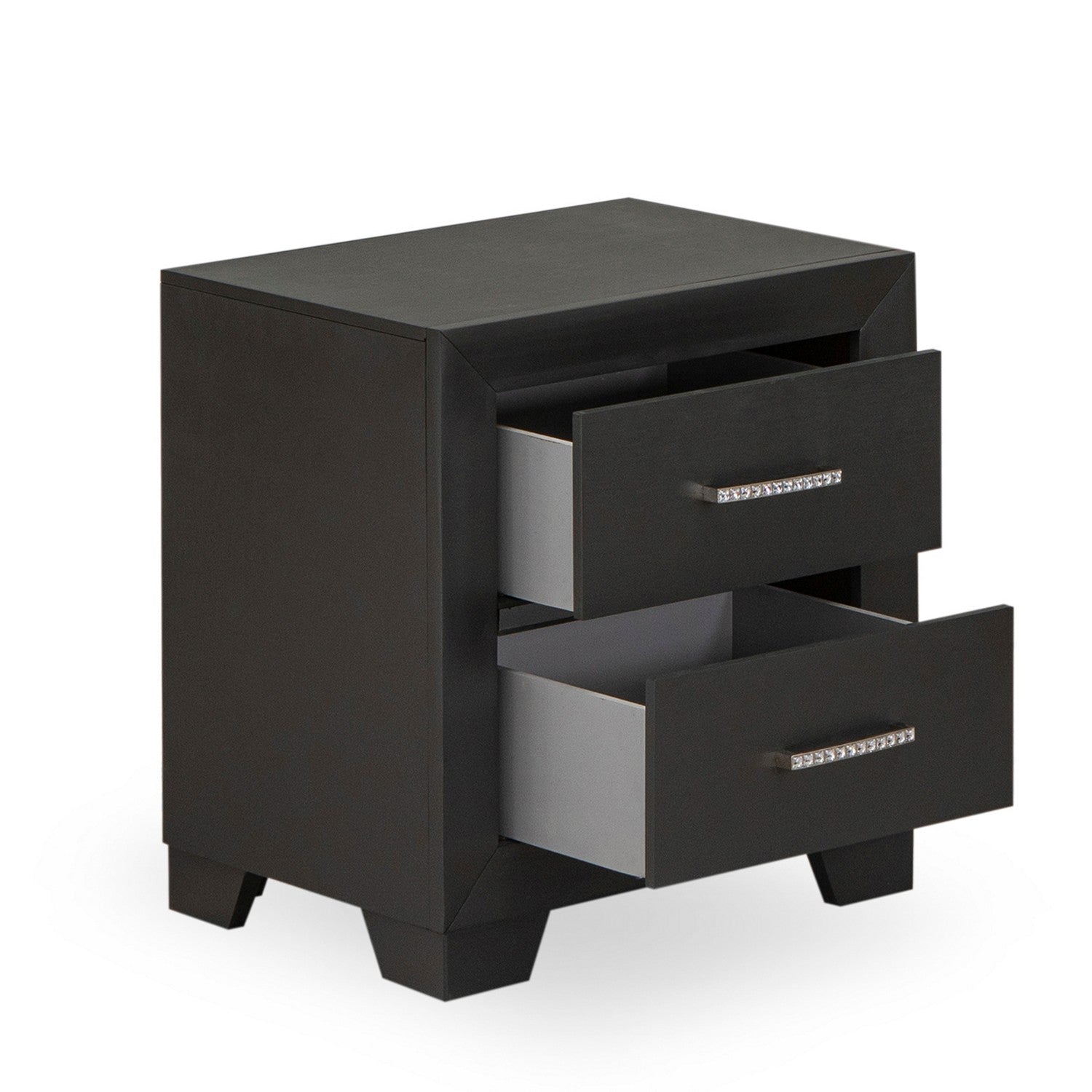 Juego de dormitorio moderno Denali de 2 piezas East West Furniture DE20-Q1N000: una cama tamaño queen y una mesita de noche, acabado gris cepillado.
