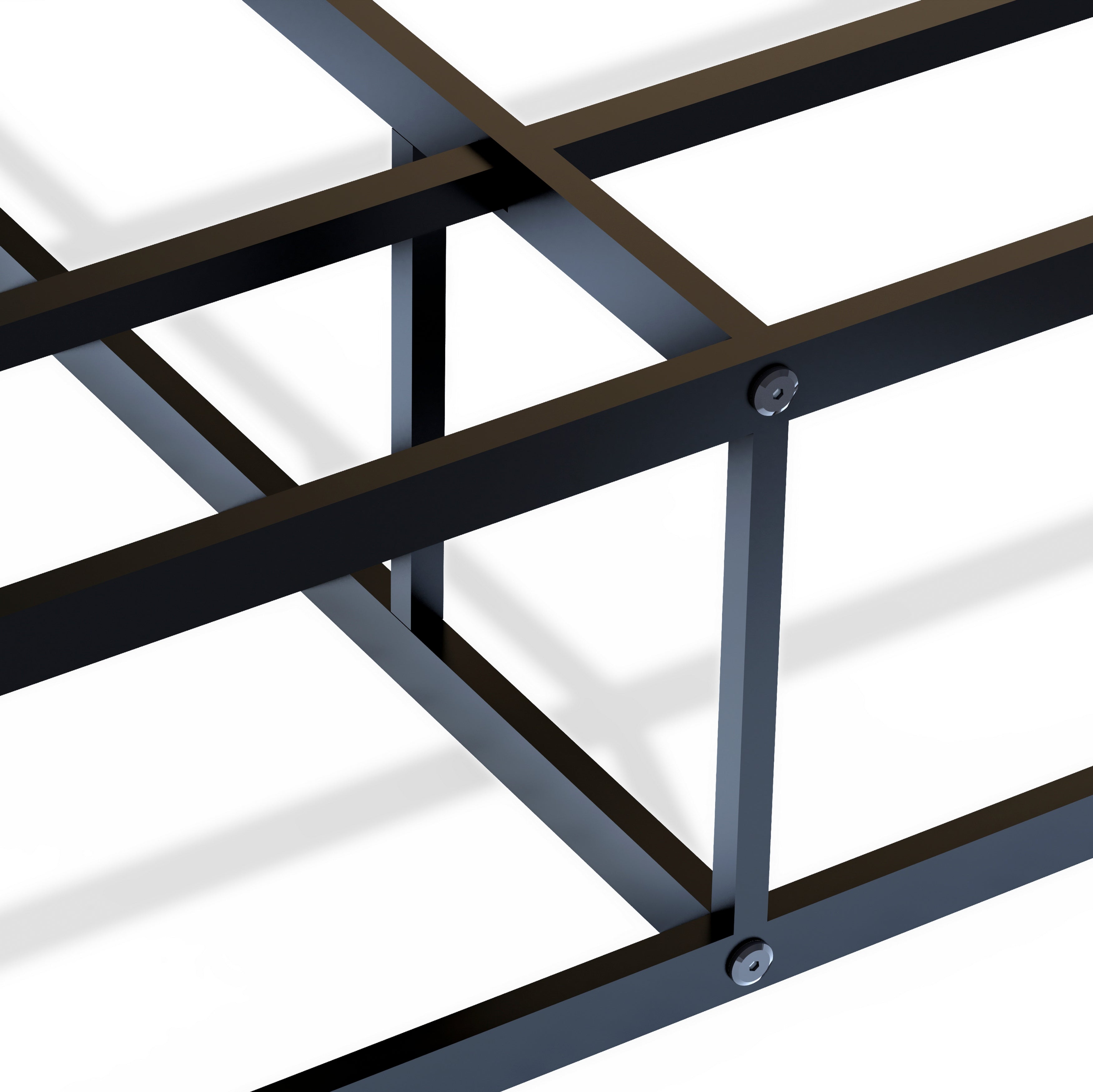 East West Furniture DHFBBLK Dothan - Cama matrimonial con cabecera y pie de cama de magnífico diseño - Estructura de metal moderna con recubrimiento en polvo negro