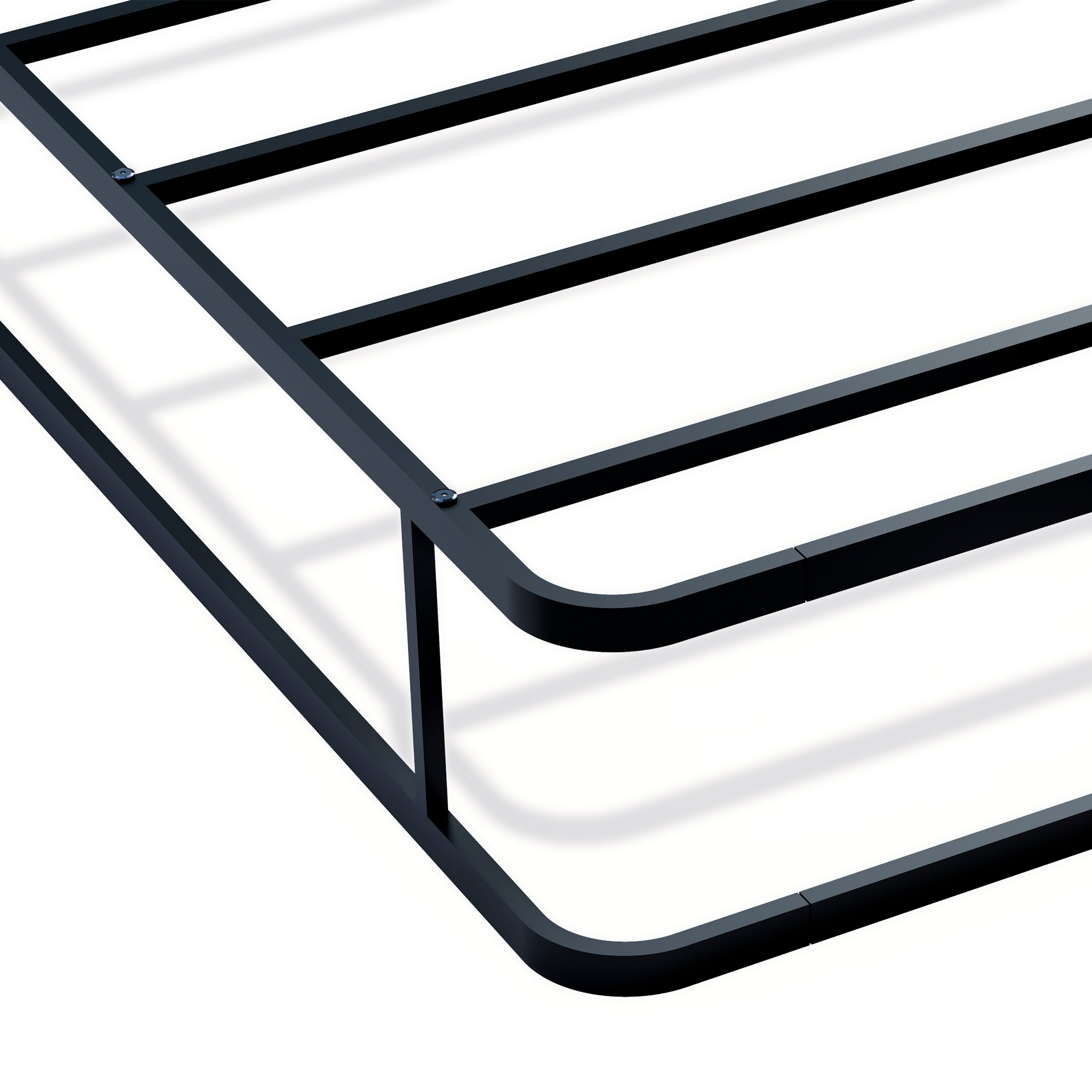 East West Furniture DHFBBLK Dothan - Cama matrimonial con cabecera y pie de cama de magnífico diseño - Estructura de metal moderna con recubrimiento en polvo negro