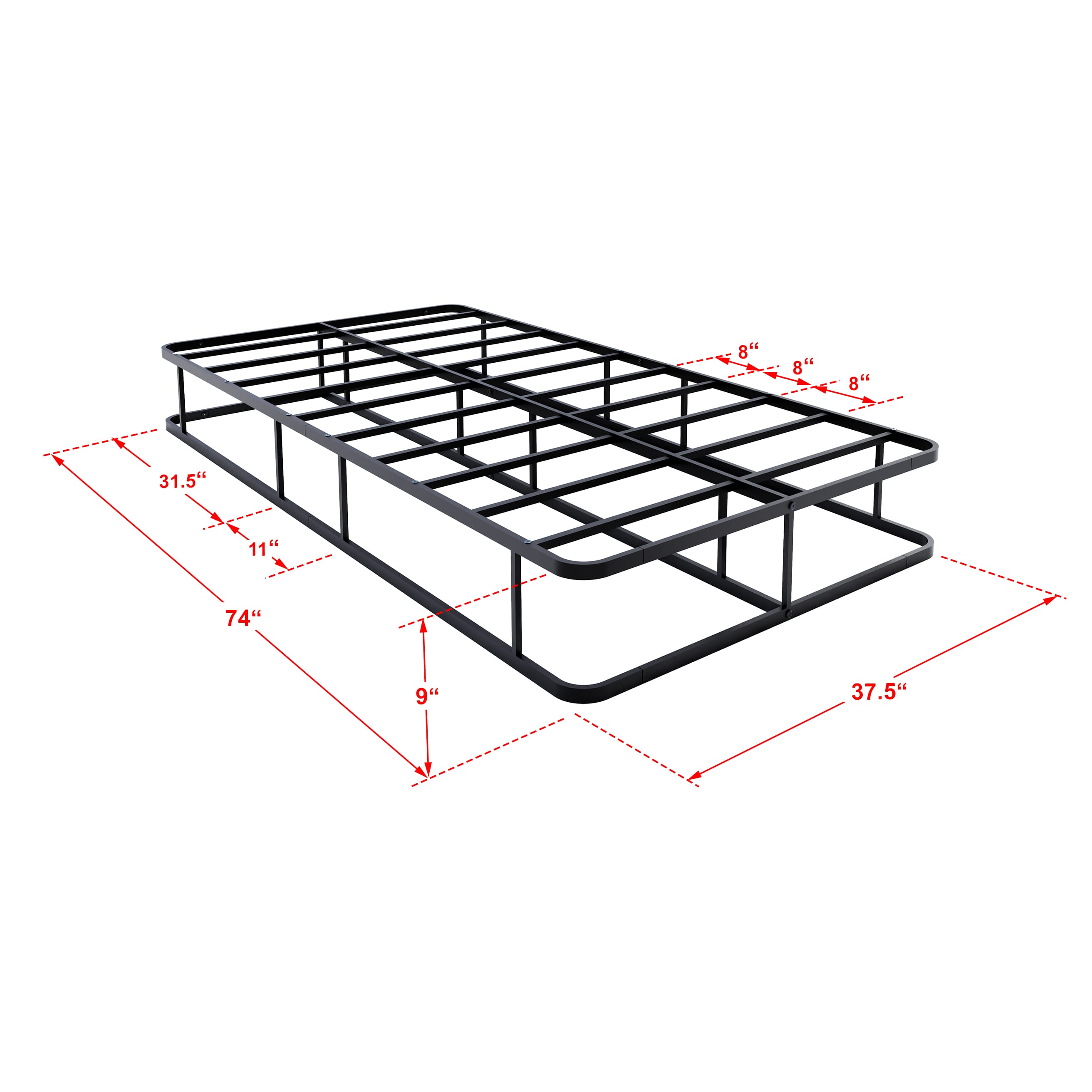 EAST WEST FURNITURE - DHTBBLK - Dothan Metal Twin Bed Frame with Luxurious Style Headboard and Footboard - High Quality Metal Frame in Powder Coating Black