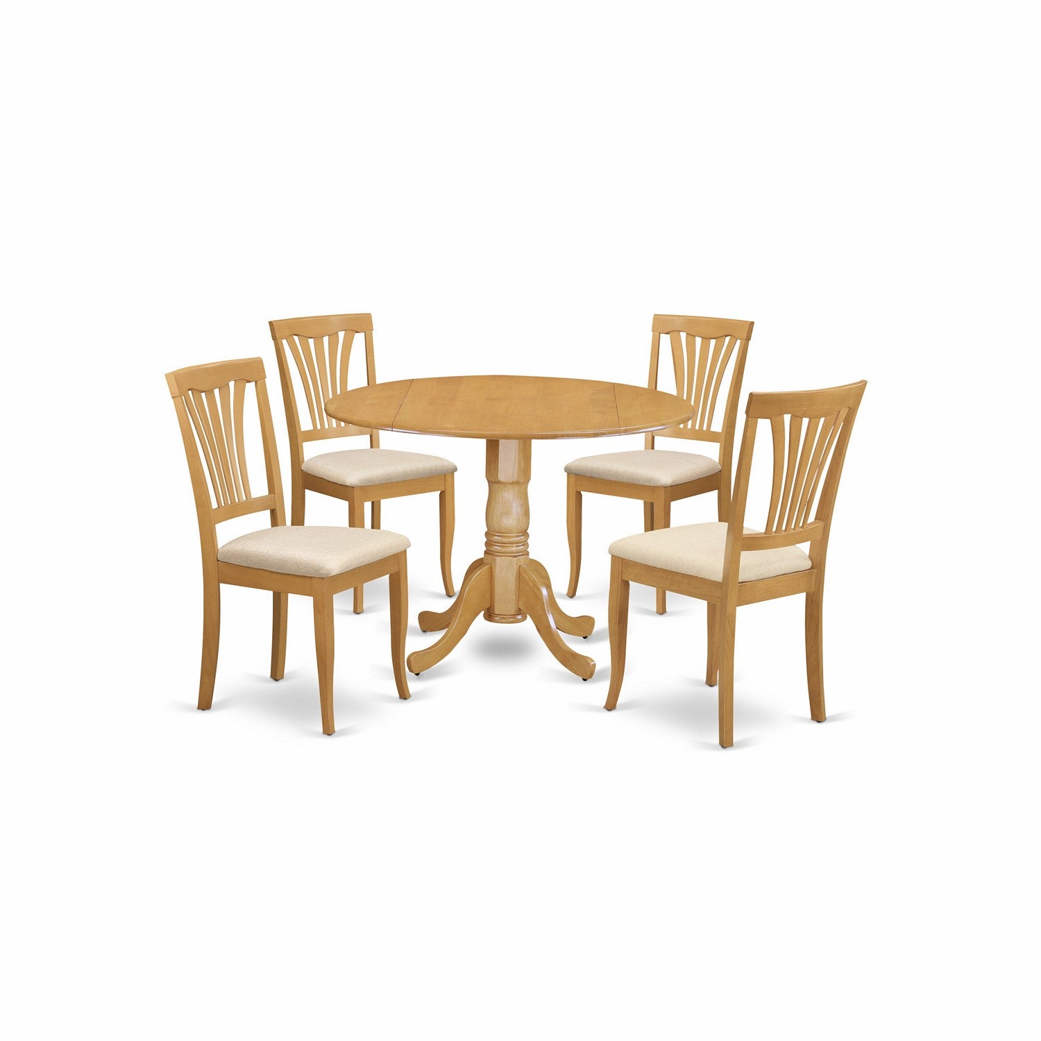 DLAV5-OAK-C 5 PC Kitchen nook Dining set-round Kitchen Table and 4 Kitchen Chairs