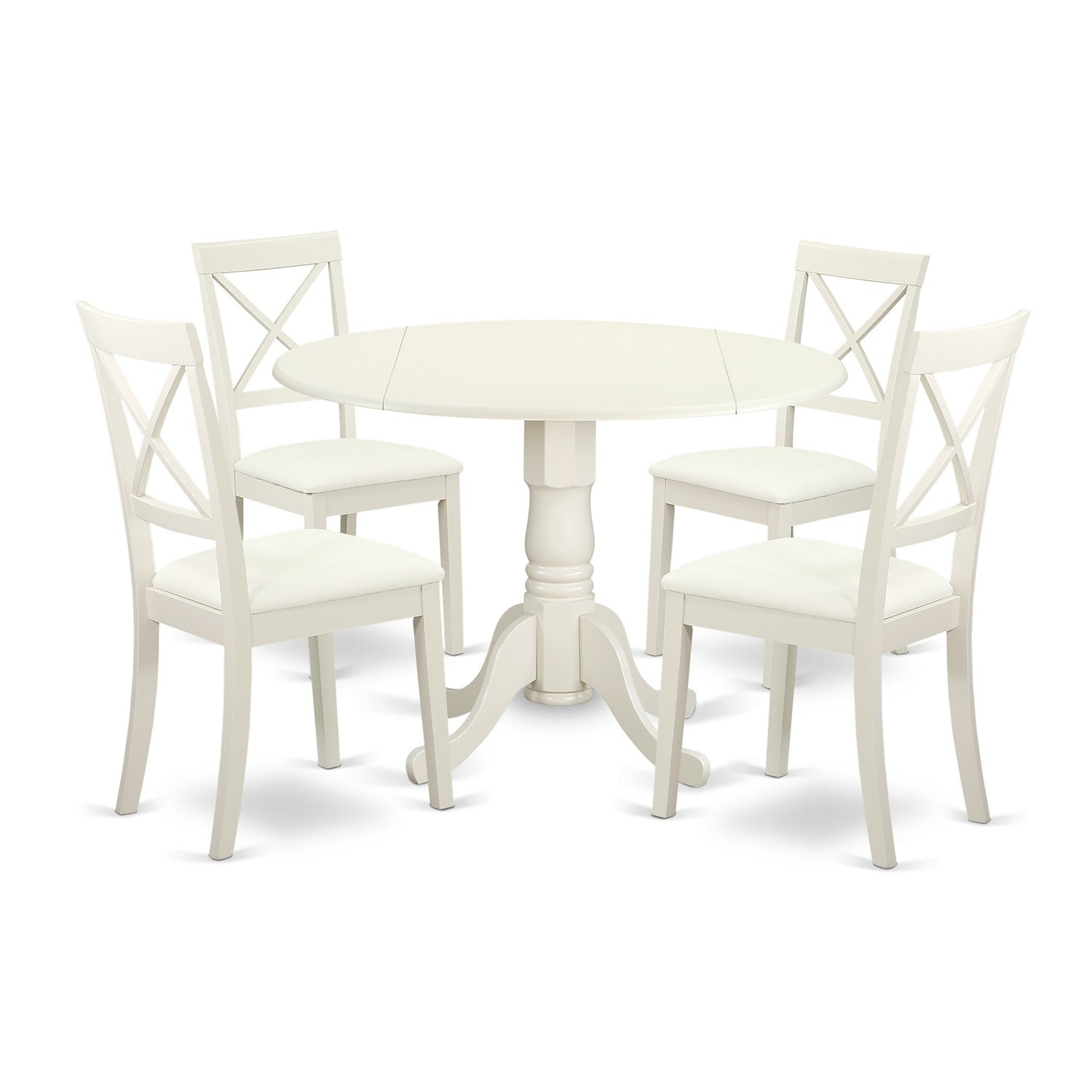 DLBO5-LWH-LC 5 PC Dublin kitchen table set-Dining table and 4 Faux Leather seat kitchen chairs