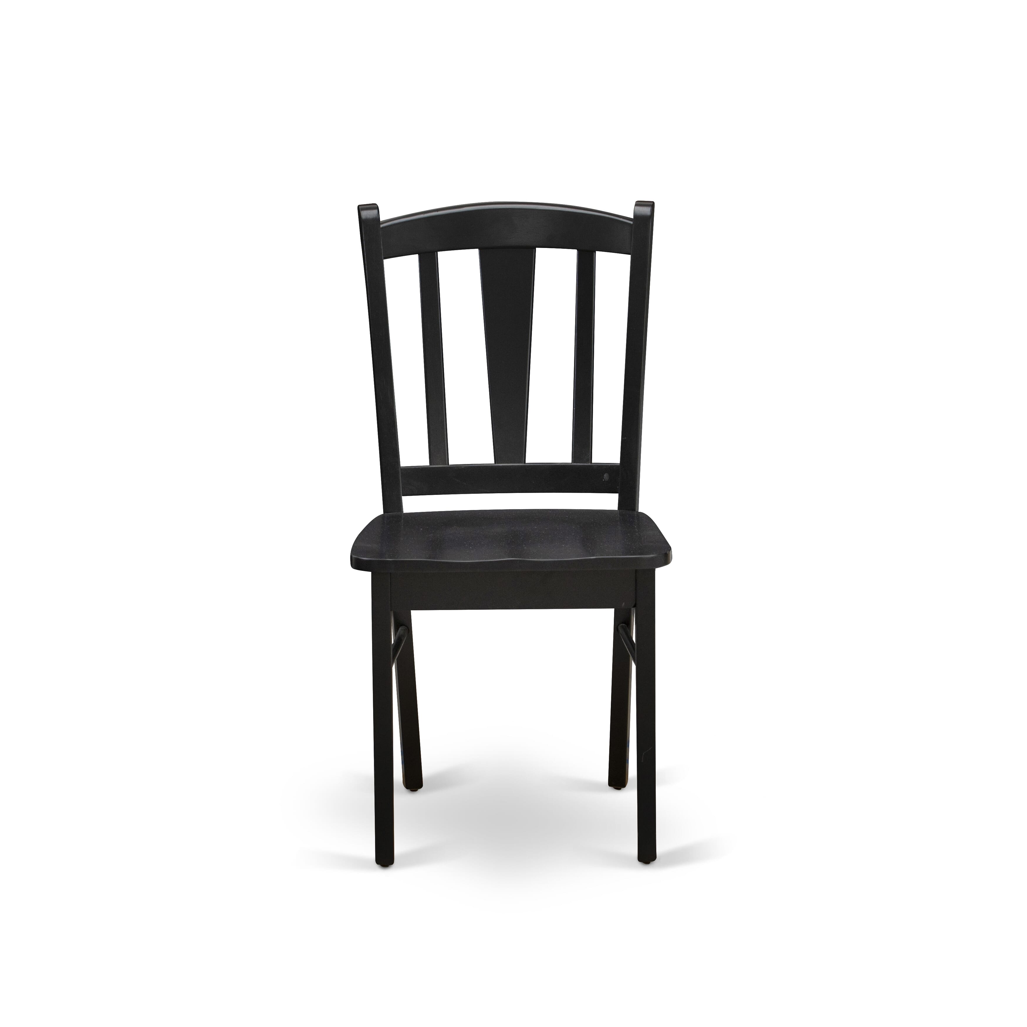 EAST WEST FURNITURE - ANDL5-BLK-W - 5-Pc Kitchen Dining Room Set- 4 Dining Chairs and Kitchen Dining Table - Wooden Seat and Slatted Chair Back (Black Finish)