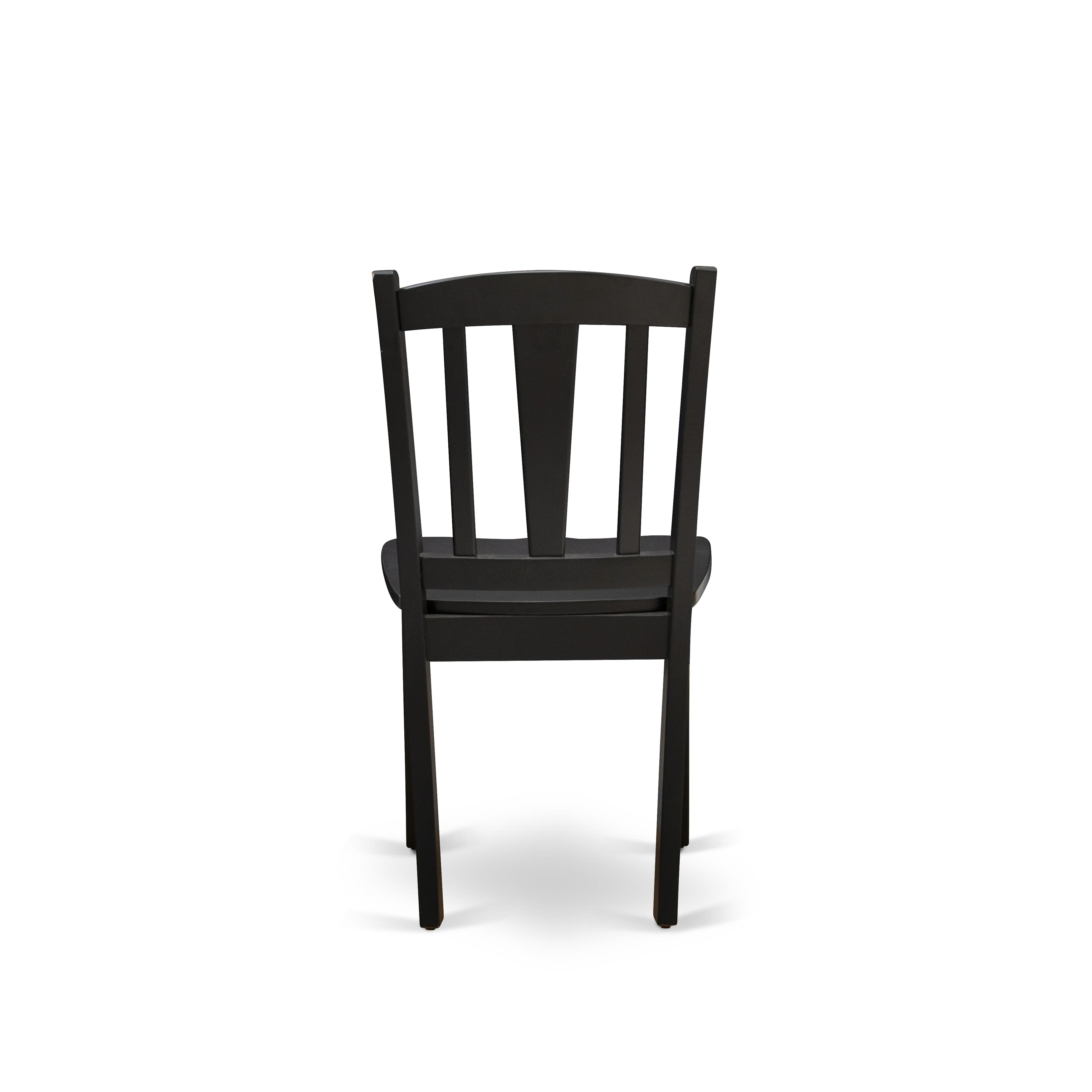 EAST WEST FURNITURE - NFDL3-BLK-W - 3-Piece Kitchen Dining Room Set- 2 Modern Dining Chairs with Wooden Seat and Slatted Chair Back - Removable leaf Rectangular Dining Table (Black Finish)