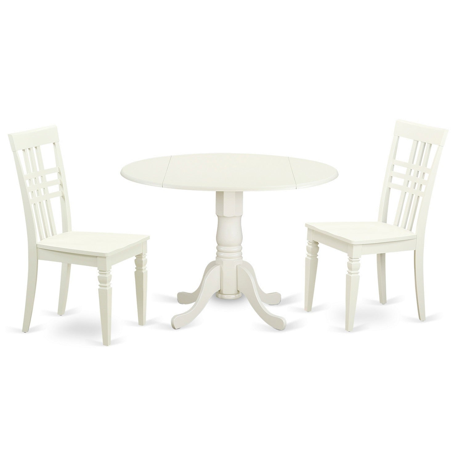 DLLG3-LWH-W 3 PC Dining room set with a Dining Table and 2 Kitchen Chairs in Linen White