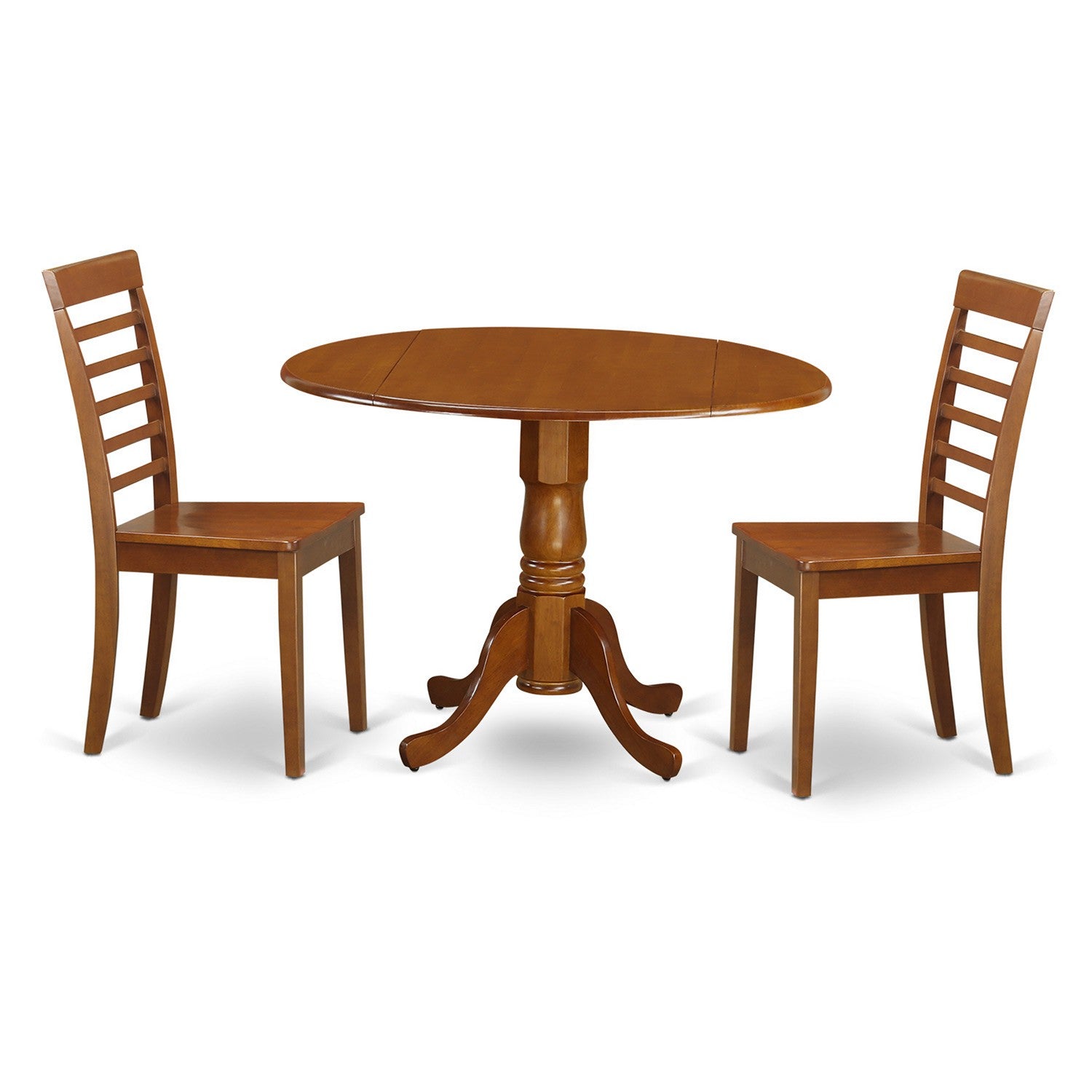 DLML3-SBR-W 3 Pc Kitchen Table set-round Kitchen Table plus 2 dinette Chairs