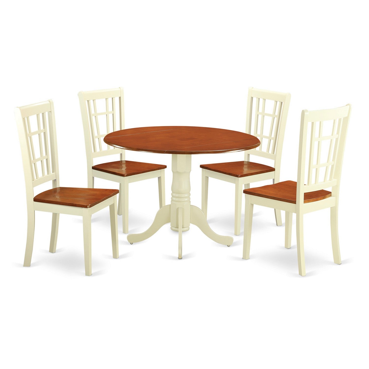 DLNI5-BMK-W Dining room sets for 4 -Dining Table and 4 Dining Chairs