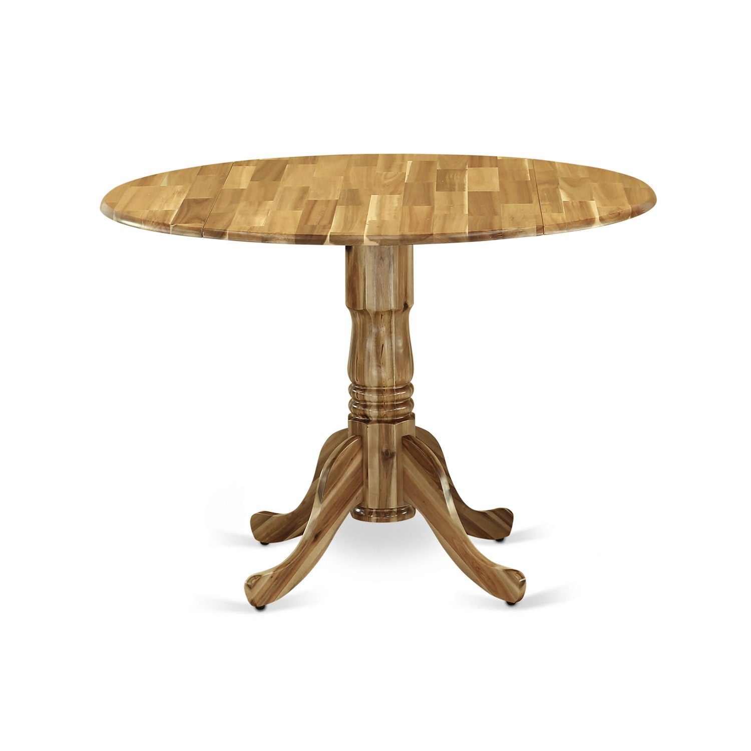 Mesa de comedor moderna Dublin DLT-ANA-TP de East West Furniture: mesa de cocina redonda con base abatible y pedestal
