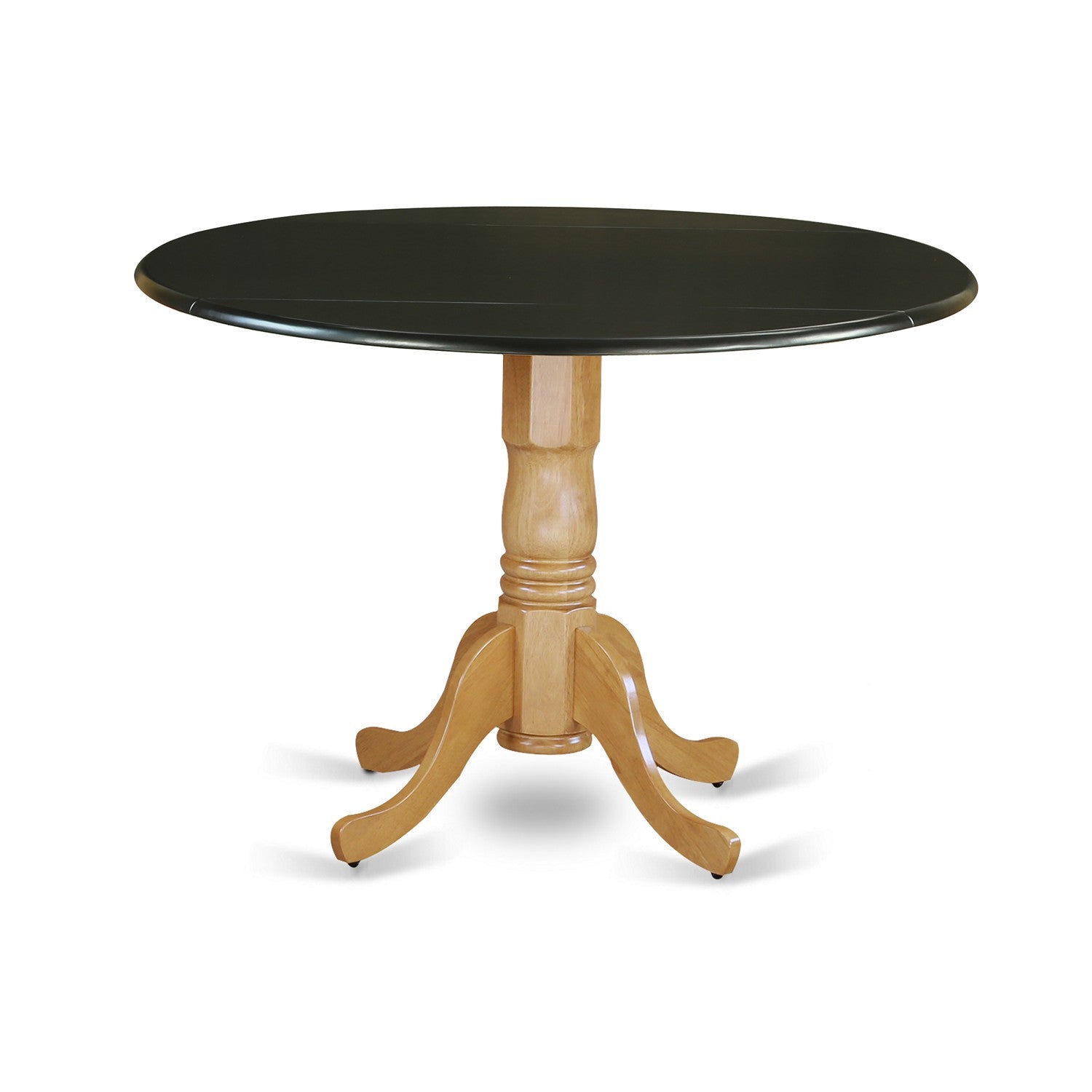 Mesa de comedor Dublin DLT-BOK-TP de East West Furniture: tablero redondo de madera maciza con hojas abatibles y base de pedestal