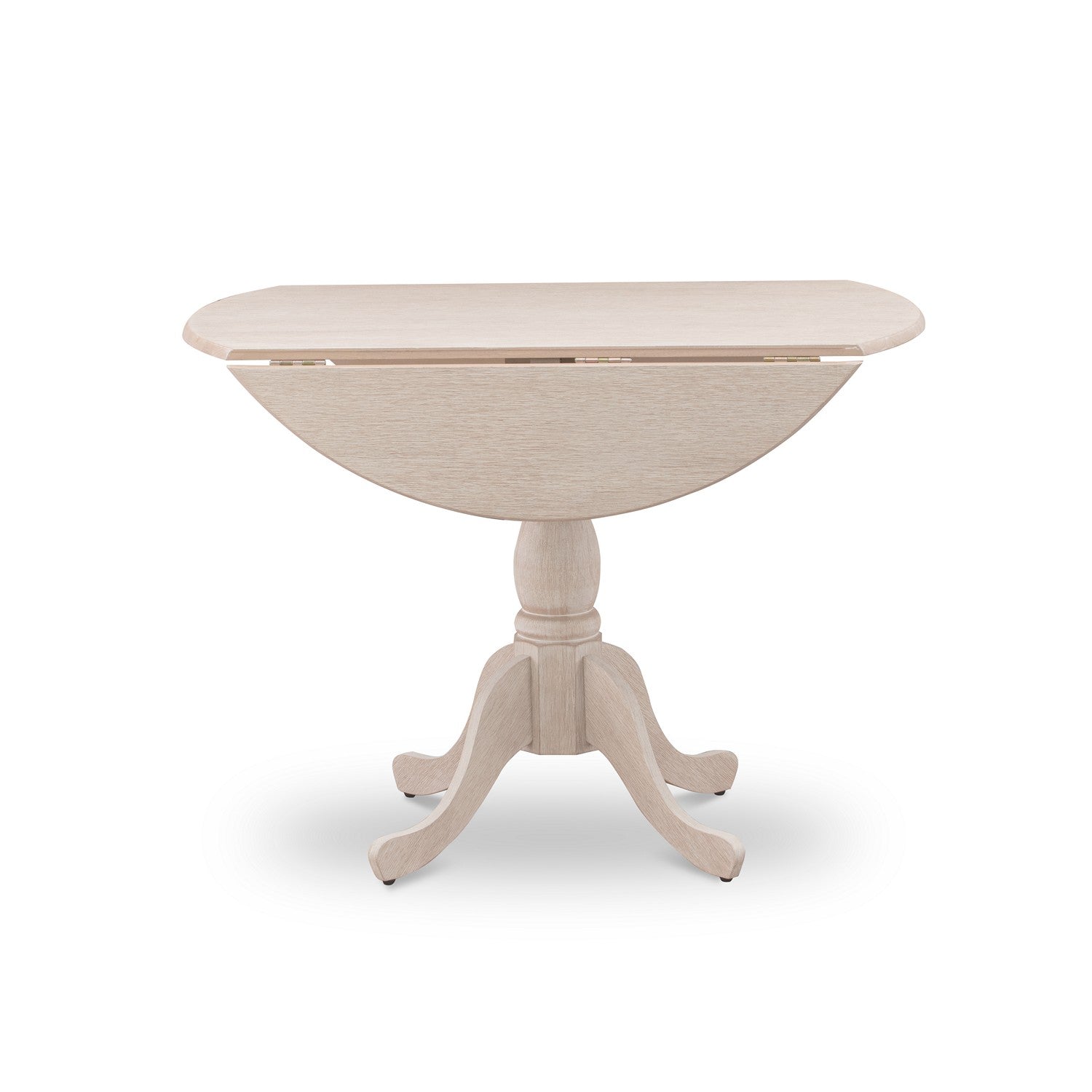 East West Furniture DMT-ABC-TP Round small table Linen White Color Drops Leave Table Top Surface and Asian Wood small dining table Pedestal Legs -Black Finish