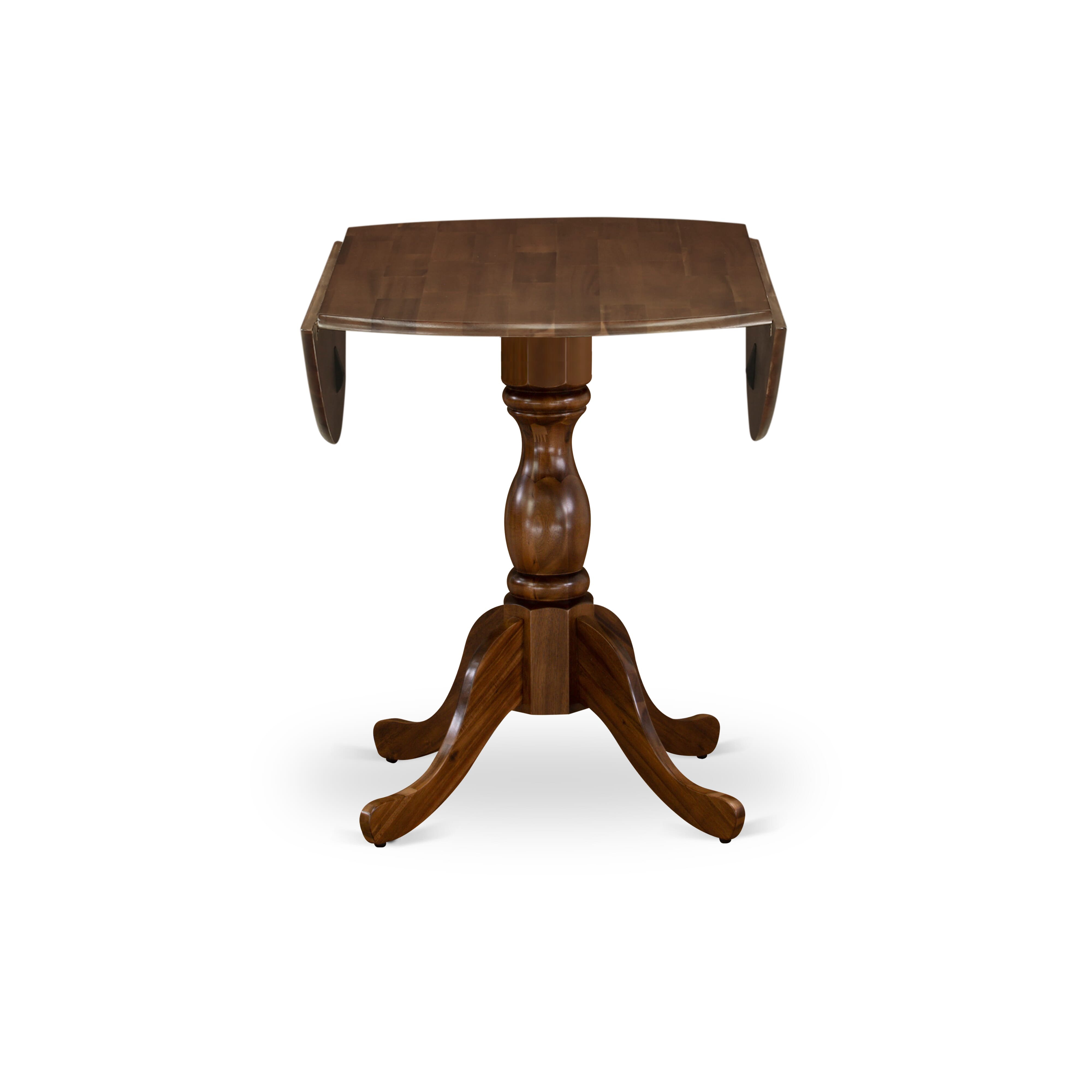 East West Furniture DMLA5-AWA-05 5 Piece Modern Dining Table Set Includes 1 Drop Leaves Dining Table and 4 Grey Linen Fabric Parsons Chair with High Back - Acacia Walnut Finish