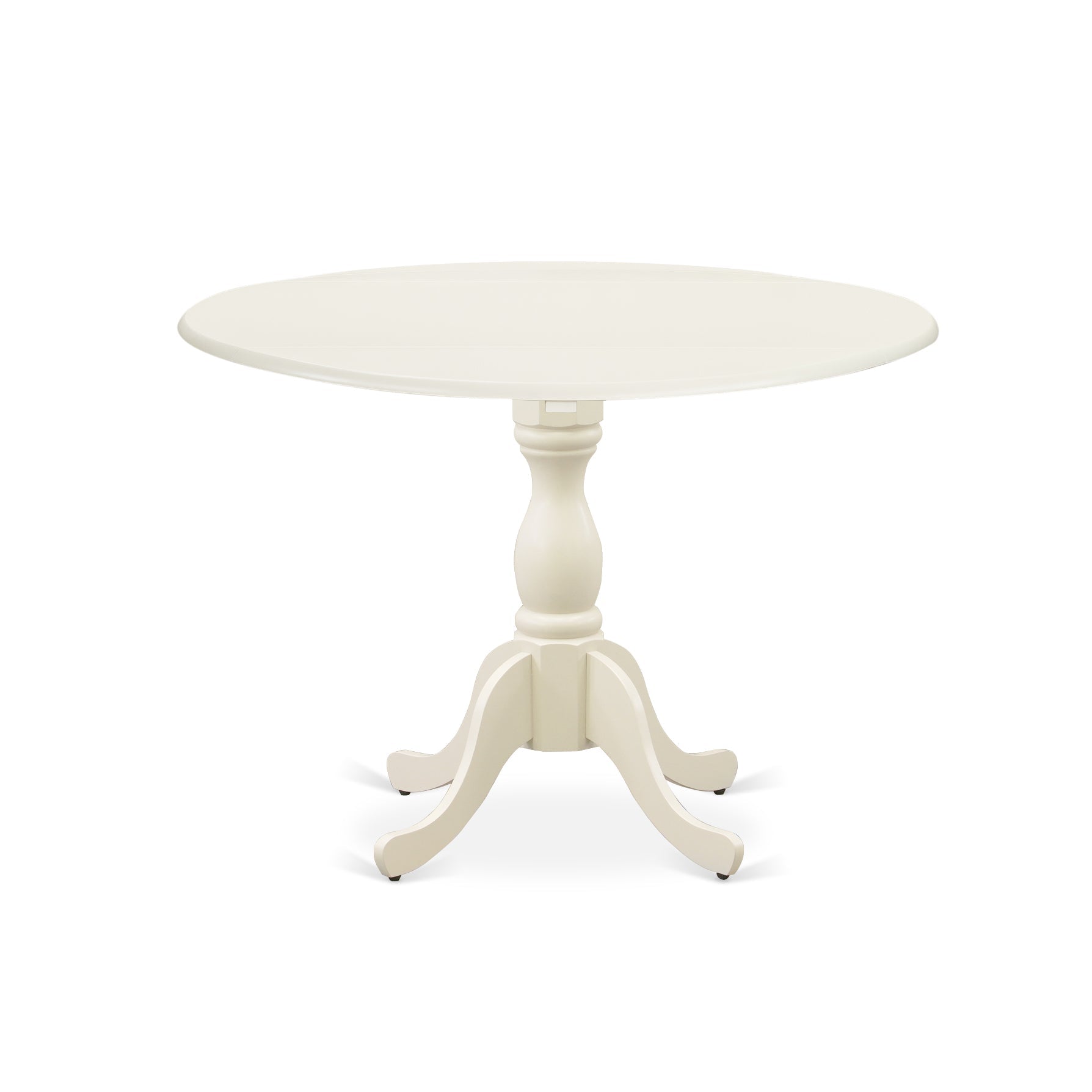 Juego de mesa de cocina de 5 piezas East West Furniture DMSI5-LWH-15 para 4 personas. Incluye una mesa de comedor redonda con alas abatibles y 4 sillas de comedor Parson de tela de lino azul bebé.