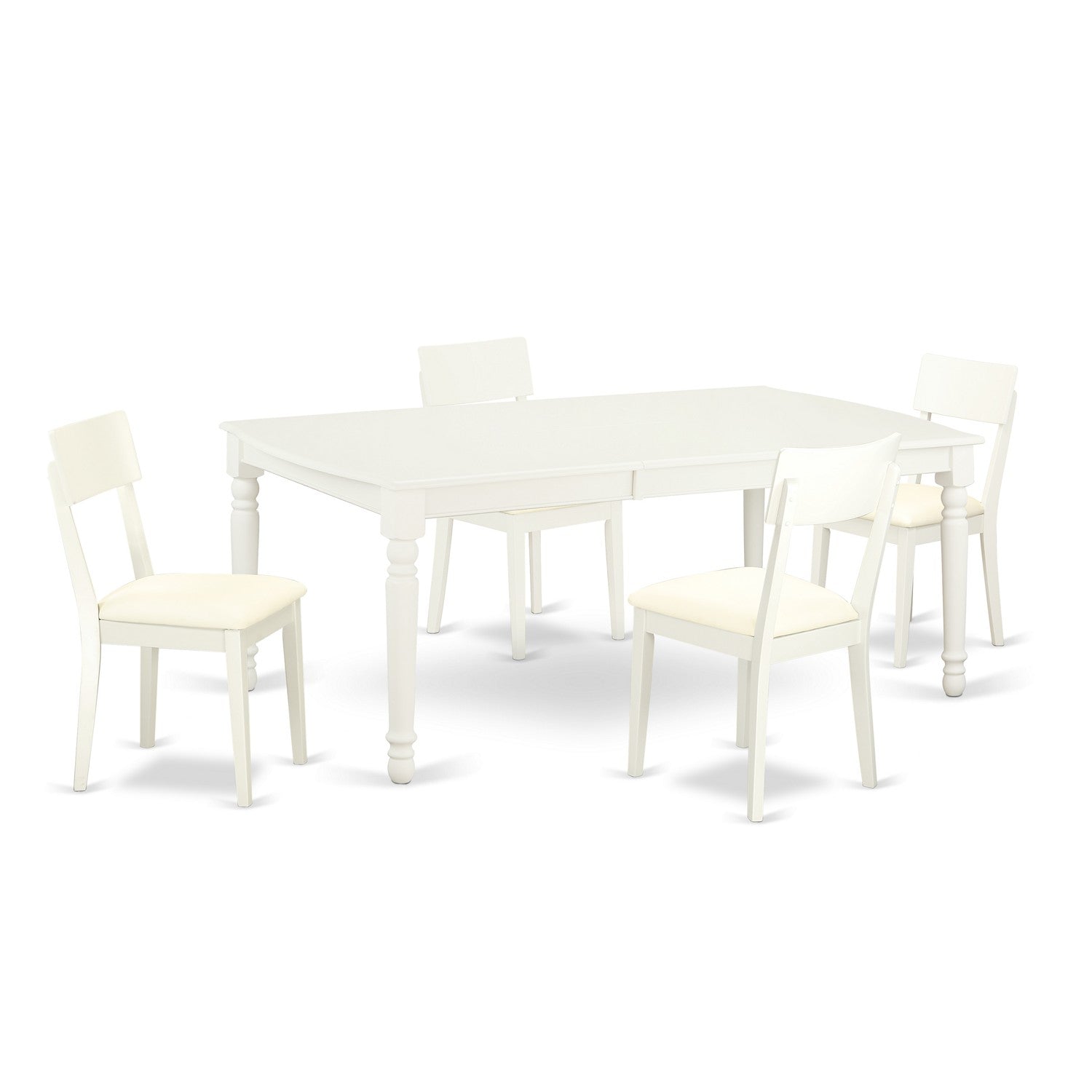 DOAD5-LWH-LC 5 PC kitchen tables and chair set with one Dover dining table and 4 kitchen chairs in a Linen White Finish