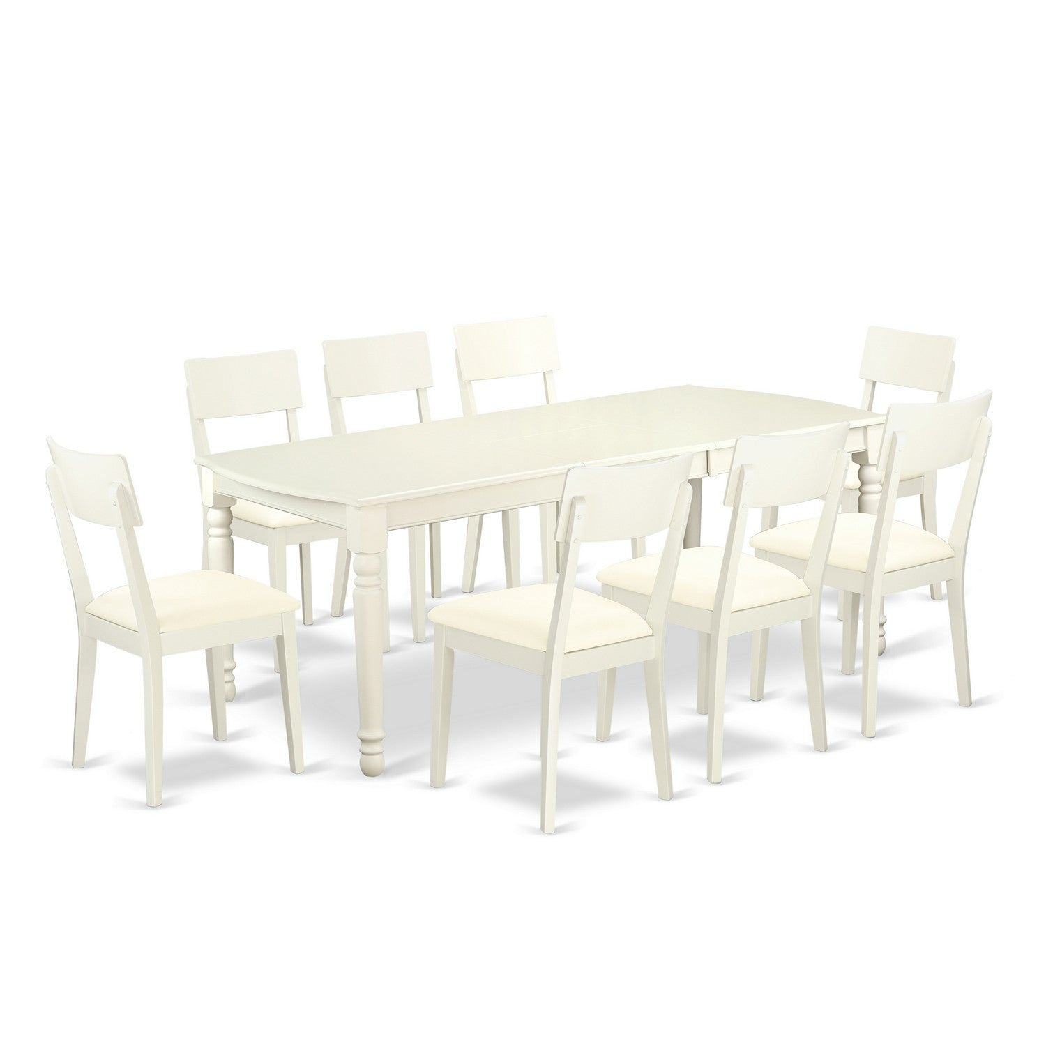 DOAD9-LWH-LC 9 PC kitchen tables and chair set with one Dover dining table and 8 kitchen chairs in a Linen White Finish