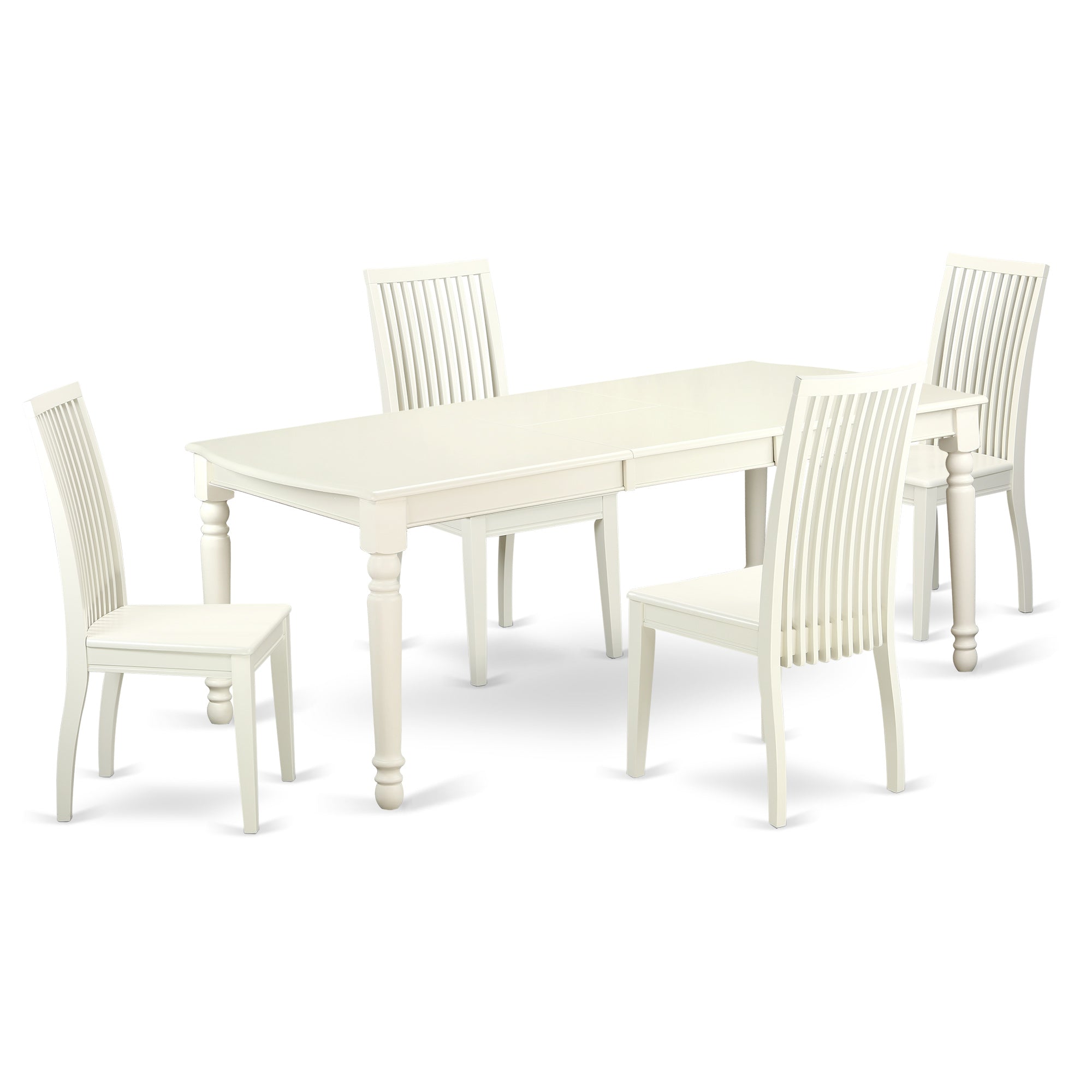 DOIP5-LWH-W 5 PC kitchen tables and chair set with one Dover dining table and 4 kitchen chairs in a Linen White Finish