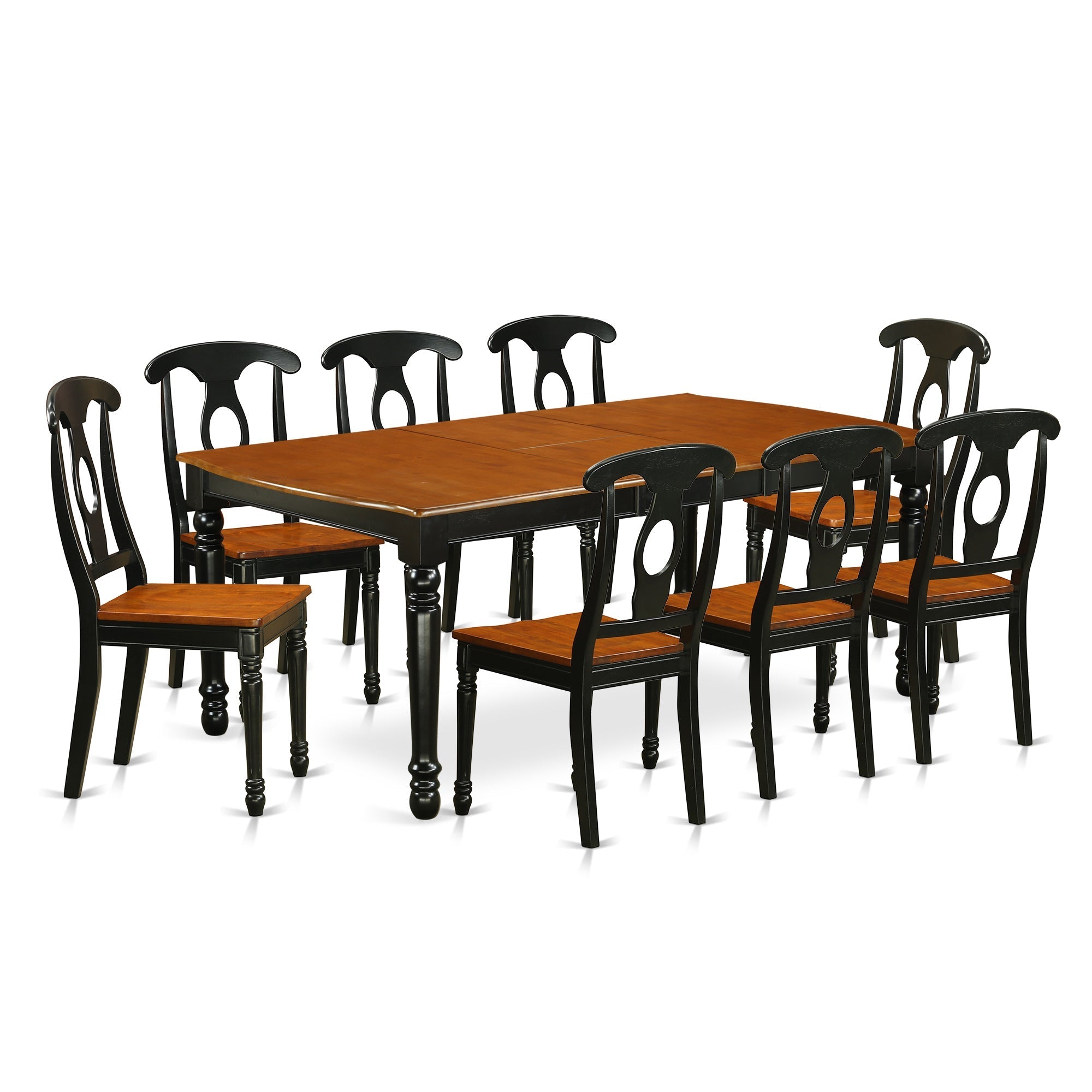 DOKE9-BCH-W 9 PC kitchen tables and chair set with one Dover dining table and 8 kitchen chairs in a Black and Cherry Finish