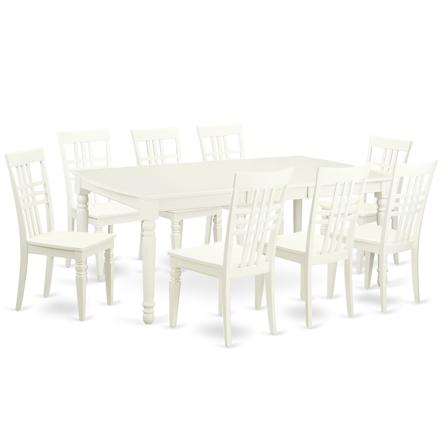 DOLG9-LWH-W 5 PC Kitchen Tables and chair set with a Dining Table and 8 Kitchen Chairs in Linen White